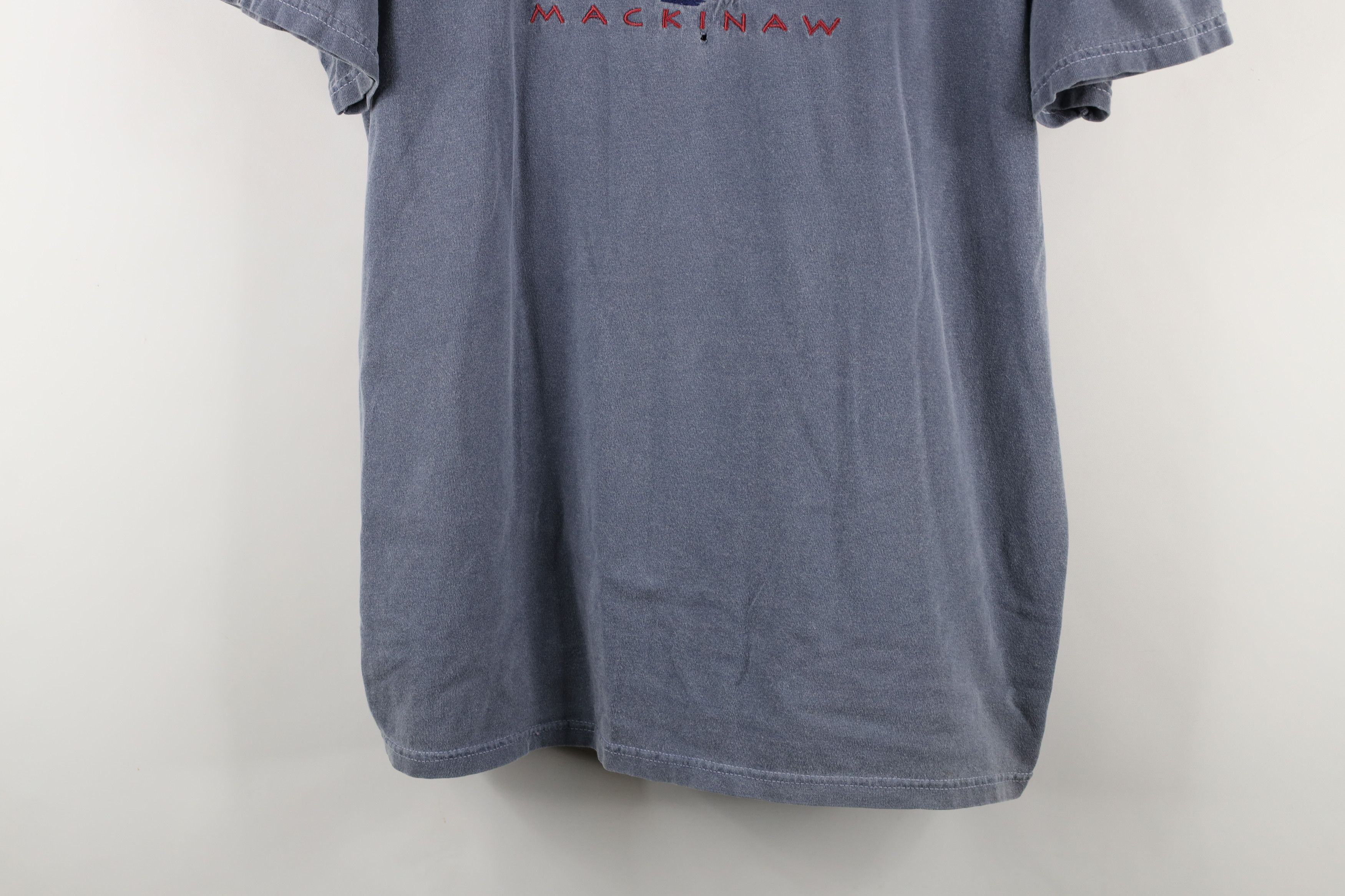 Vintage Vintage 90s Streetwear Spell Out Mackinaw Sailboat T-Shirt Size US XL / EU 56 / 4 - 3 Thumbnail