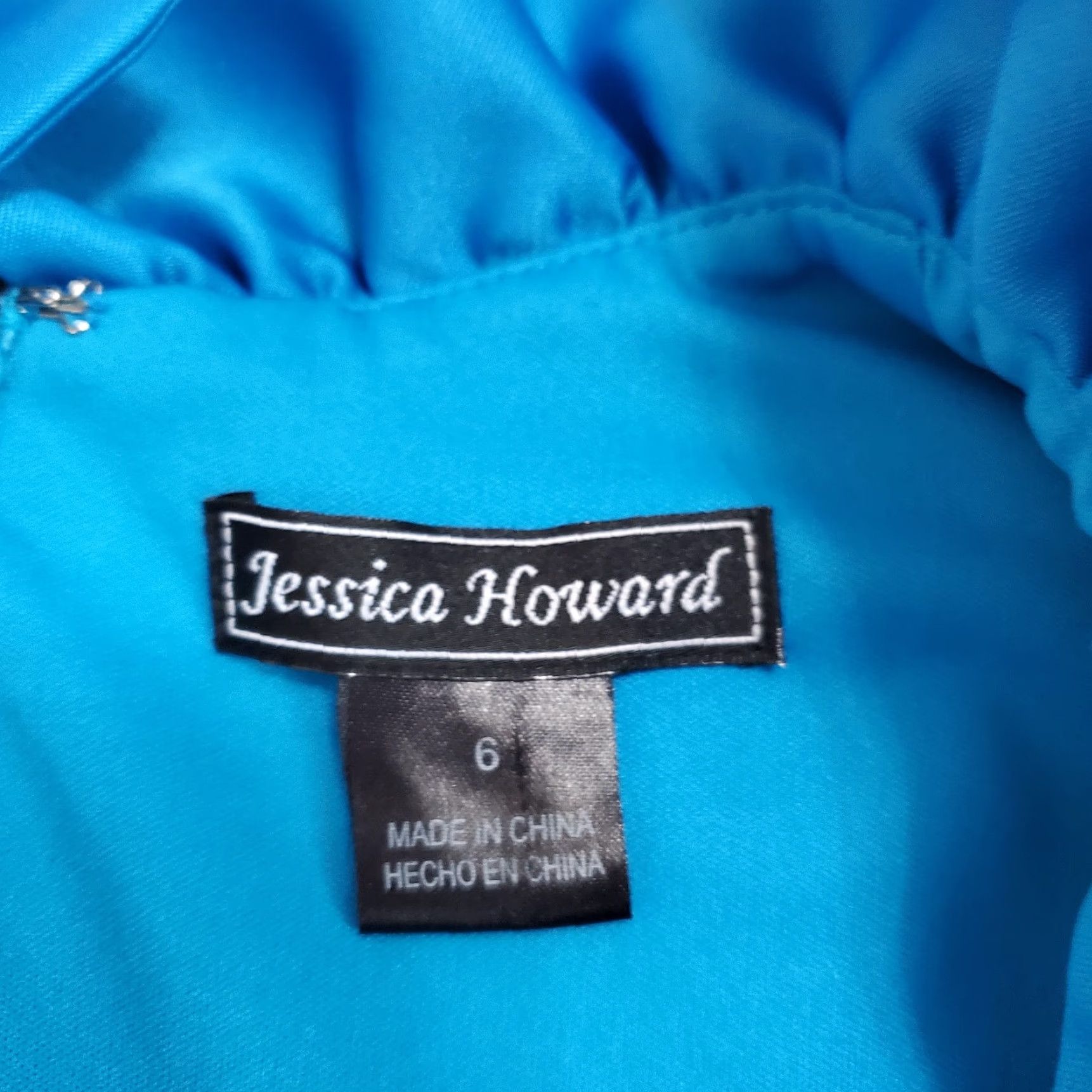 Vintage Jessica Howard Womens Dress 6 Blue Satin Knee Length Sleeveless Back Zip Ruffle Size M / US 6-8 / IT 42-44 - 4 Thumbnail