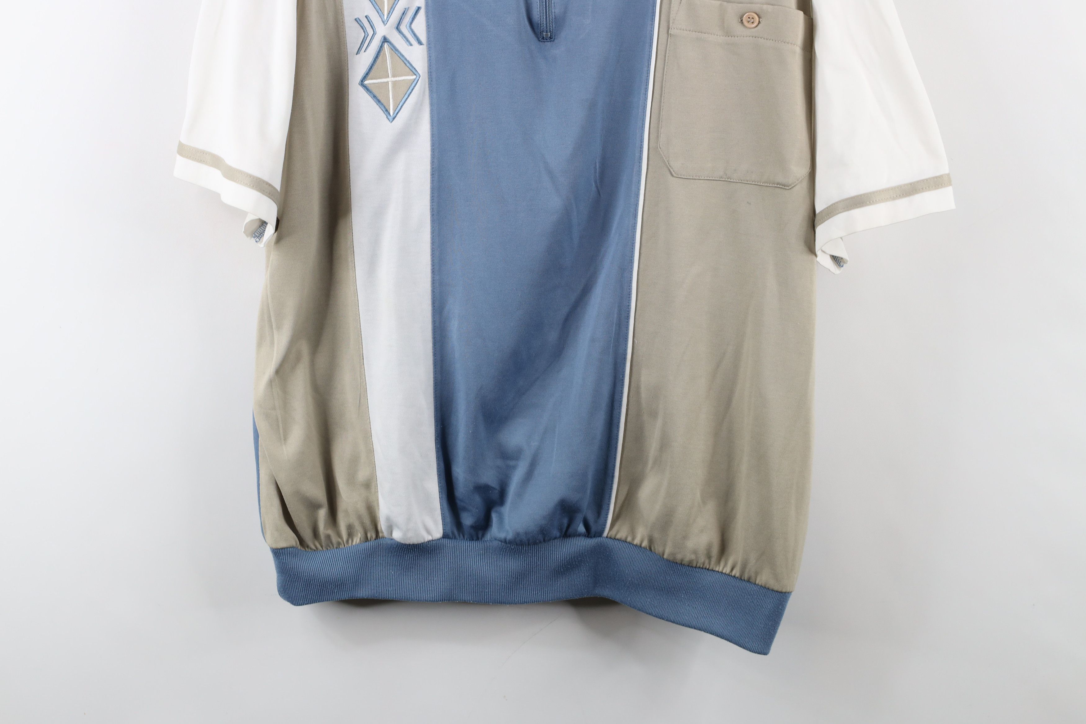 Vintage Vintage 90s Streetwear Panel Argyle Diamond Half Zip Polo Size US L / EU 52-54 / 3 - 3 Thumbnail