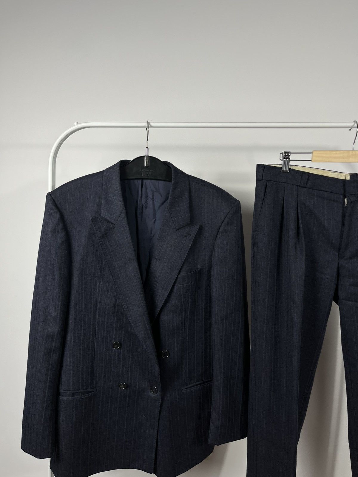 Other Vintage Wool Double-Breasted Suit Jacket Two-Piece Navy Size 40R - 2 Thumbnail