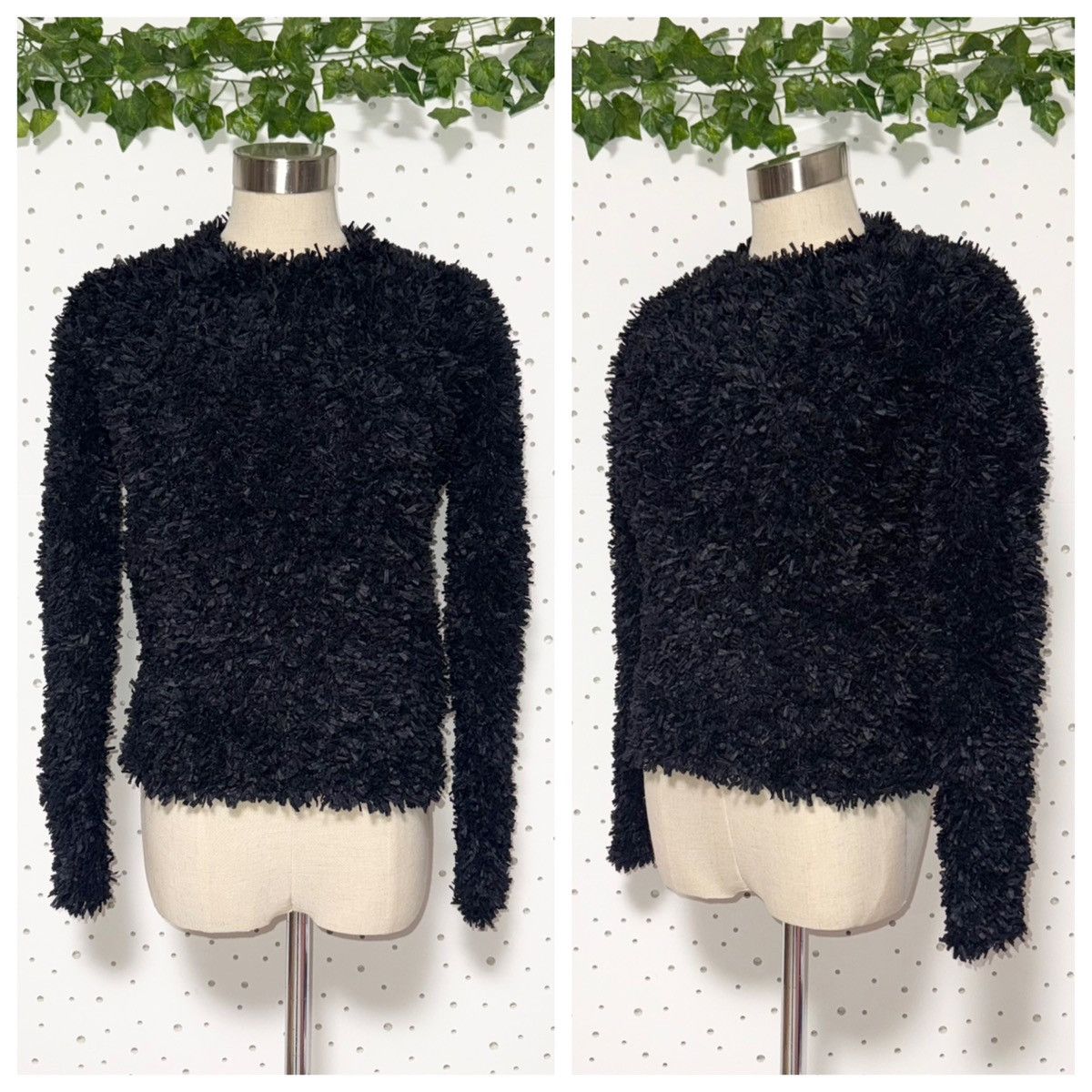 Max Mara Authentic Max Mara Shaggy Long Sleeve Knit Sweater S Black Size S / US 4 / IT 40 - 6 Thumbnail