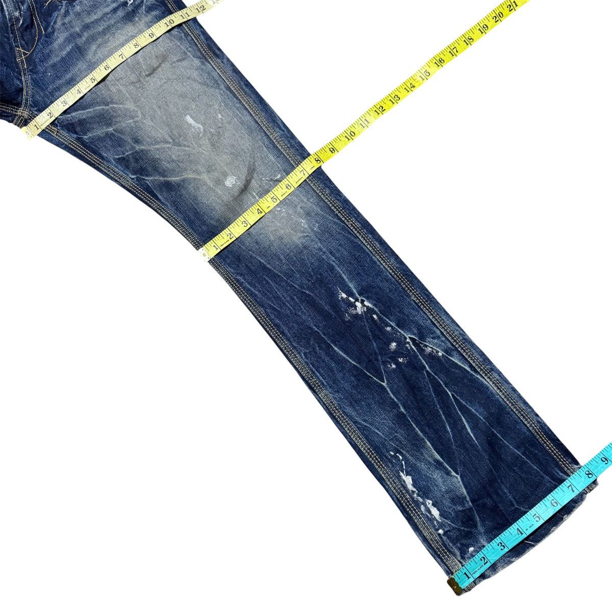 Japanese Brand ARMY OF NO Leather Trimm Denim Painter Jeans Studded Size US 30 / EU 46 - 17 Thumbnail