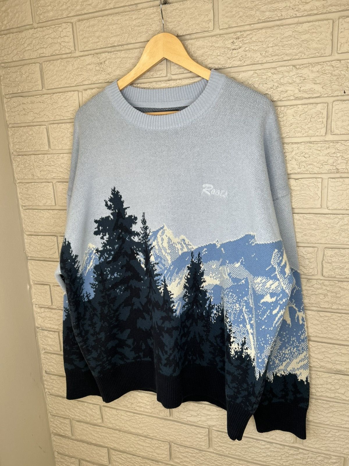 Roots Roots Landscape Intarsia Knit Sweater Size US XL / EU 56 / 4 - 4 Thumbnail