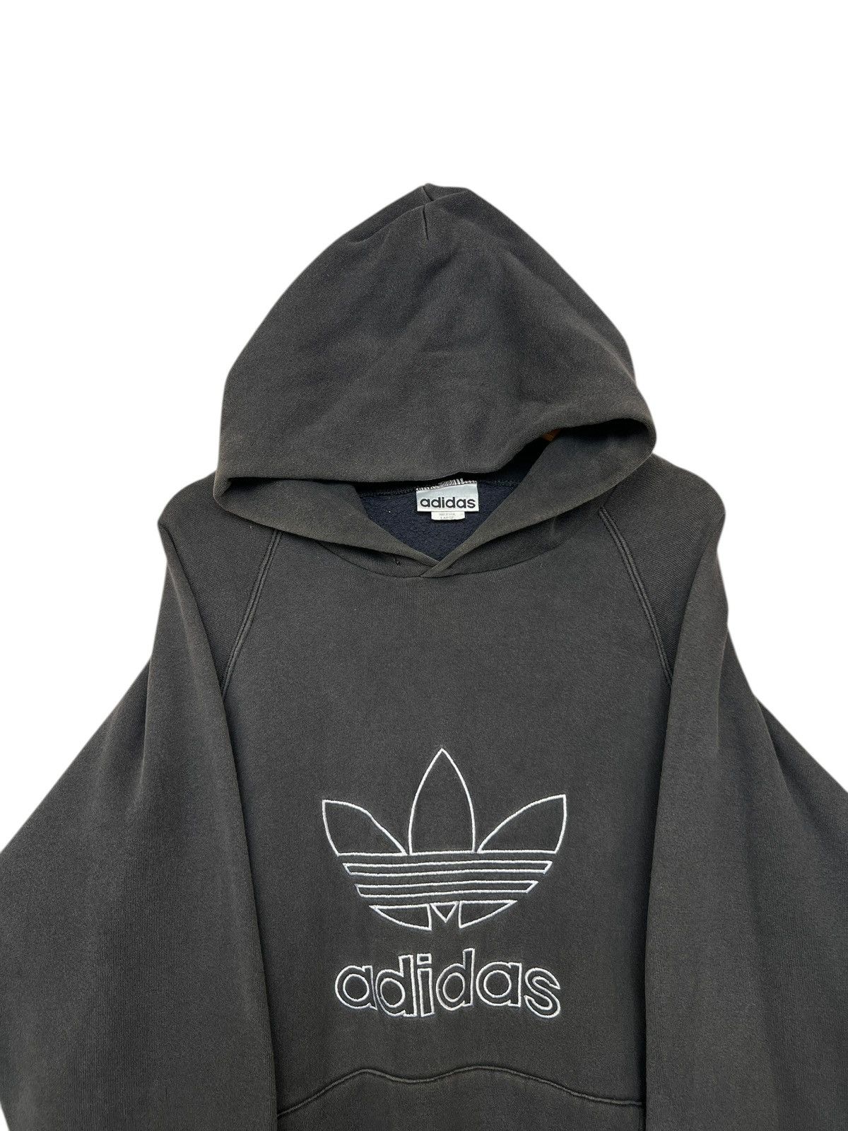 Vintage Vintage 90s Adidas Distressed Sunfaded Baggy Black Hoodie Size US XL / EU 56 / 4 - 6 Thumbnail