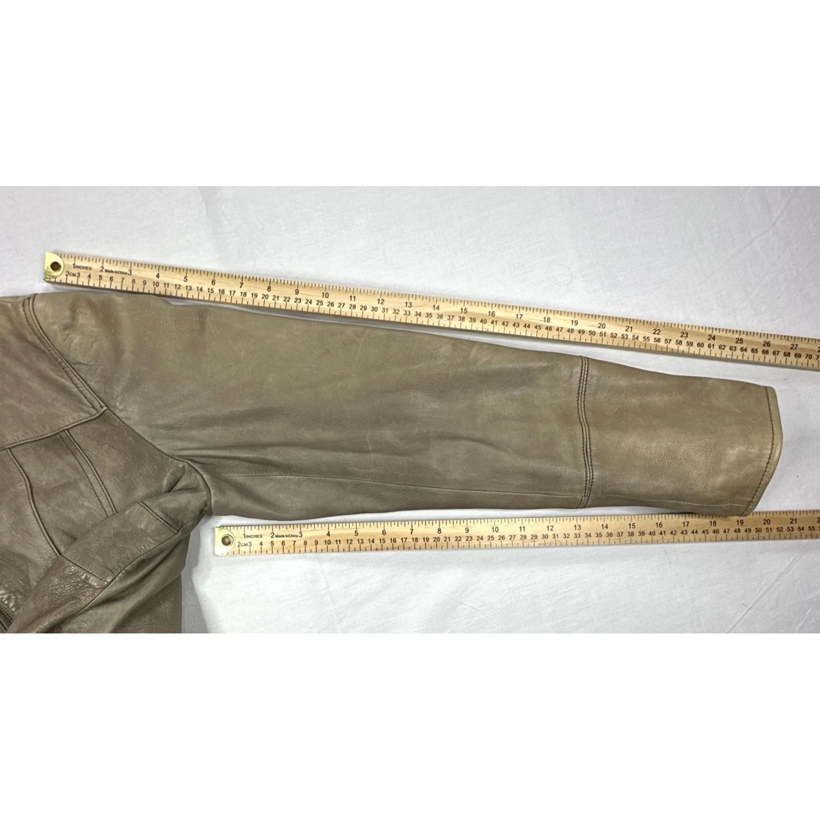 Banana Republic Banana Republic Jacket Women XL Leather Bomber Moto Full Zip Beige Vintage Size XL / US 12-14 / IT 48-50 - 6 Thumbnail