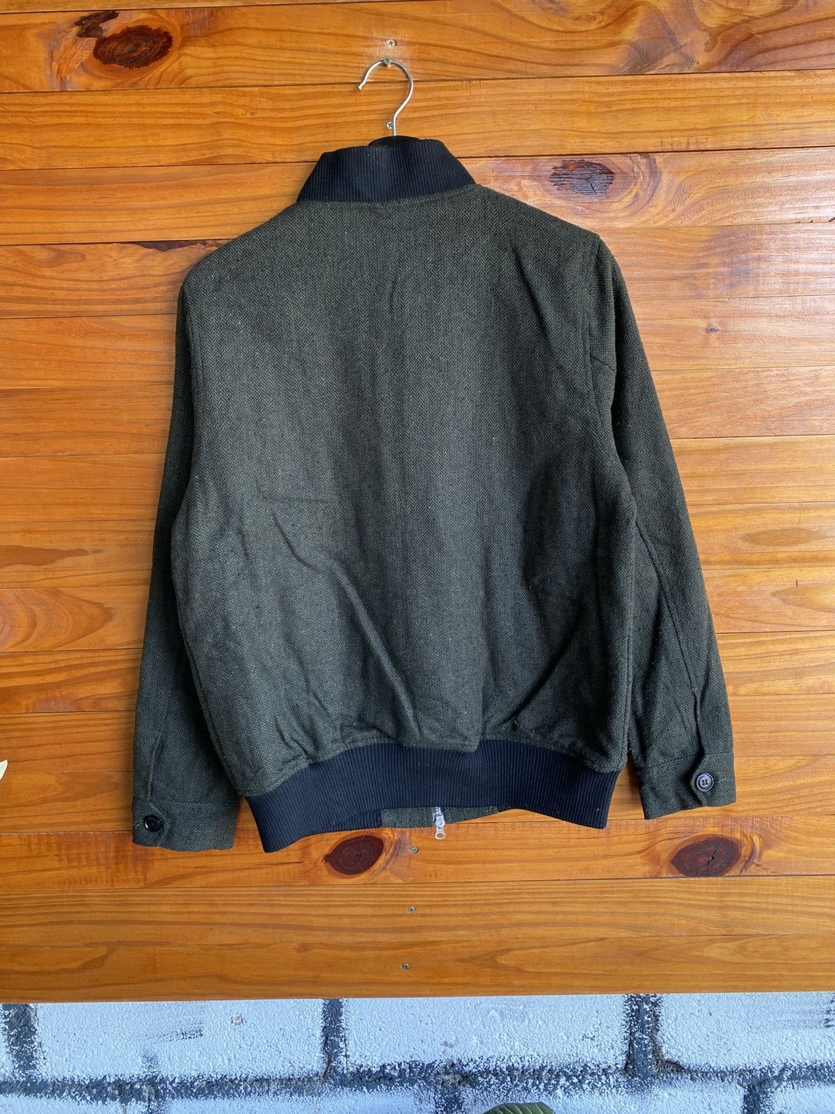 Japanese Brand Vintage Temptation Herringbone Jacket Olive Green Wool Blend Size US L / EU 52-54 / 3 - 15 Thumbnail