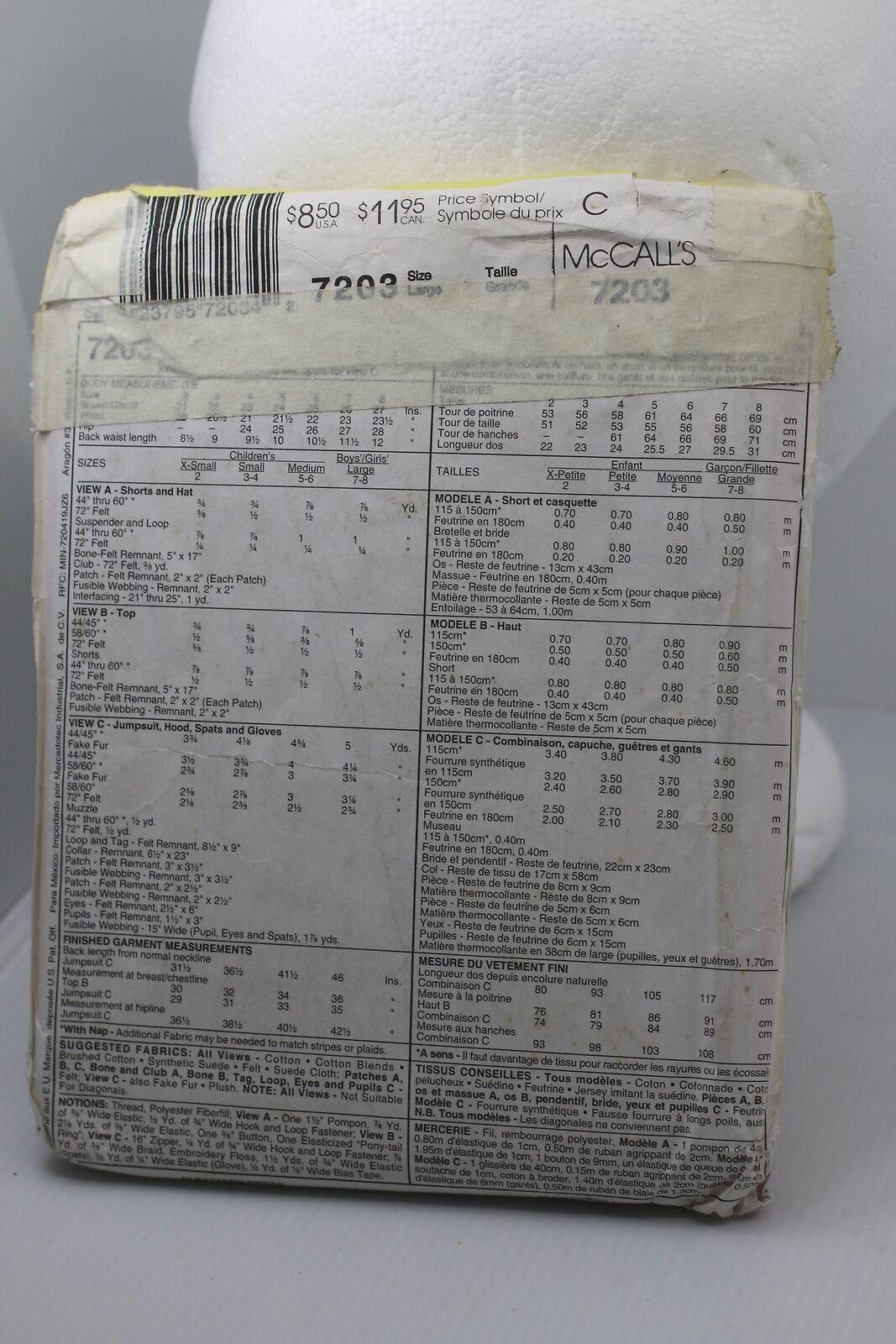 Other McCall's Flintstones Costumes Pattern 7203 Size Large 7-8 Size ONE SIZE - 5 Thumbnail