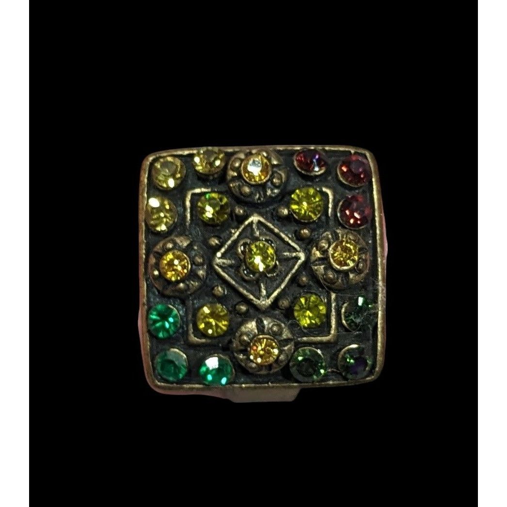 Other Unique Rainbow Geometric Rhinestone Gold Tone Adjustable Rin Size ONE SIZE - 1 Thumbnail