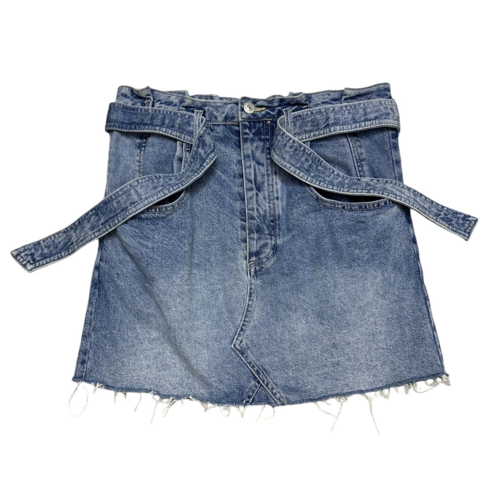 Free People FREE PEOPLE Designer We The Free Denim Jean Mini Skirt Belt Size 30" / US 8 / IT 44 - 6 Thumbnail
