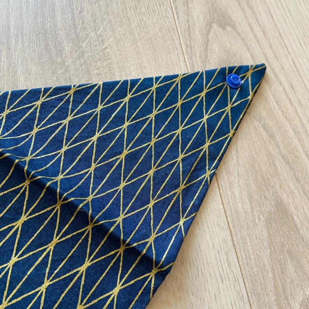 Designer Paw Heaven Co Blue and Gold Dog Bandana Size ONE SIZE - 3 Thumbnail