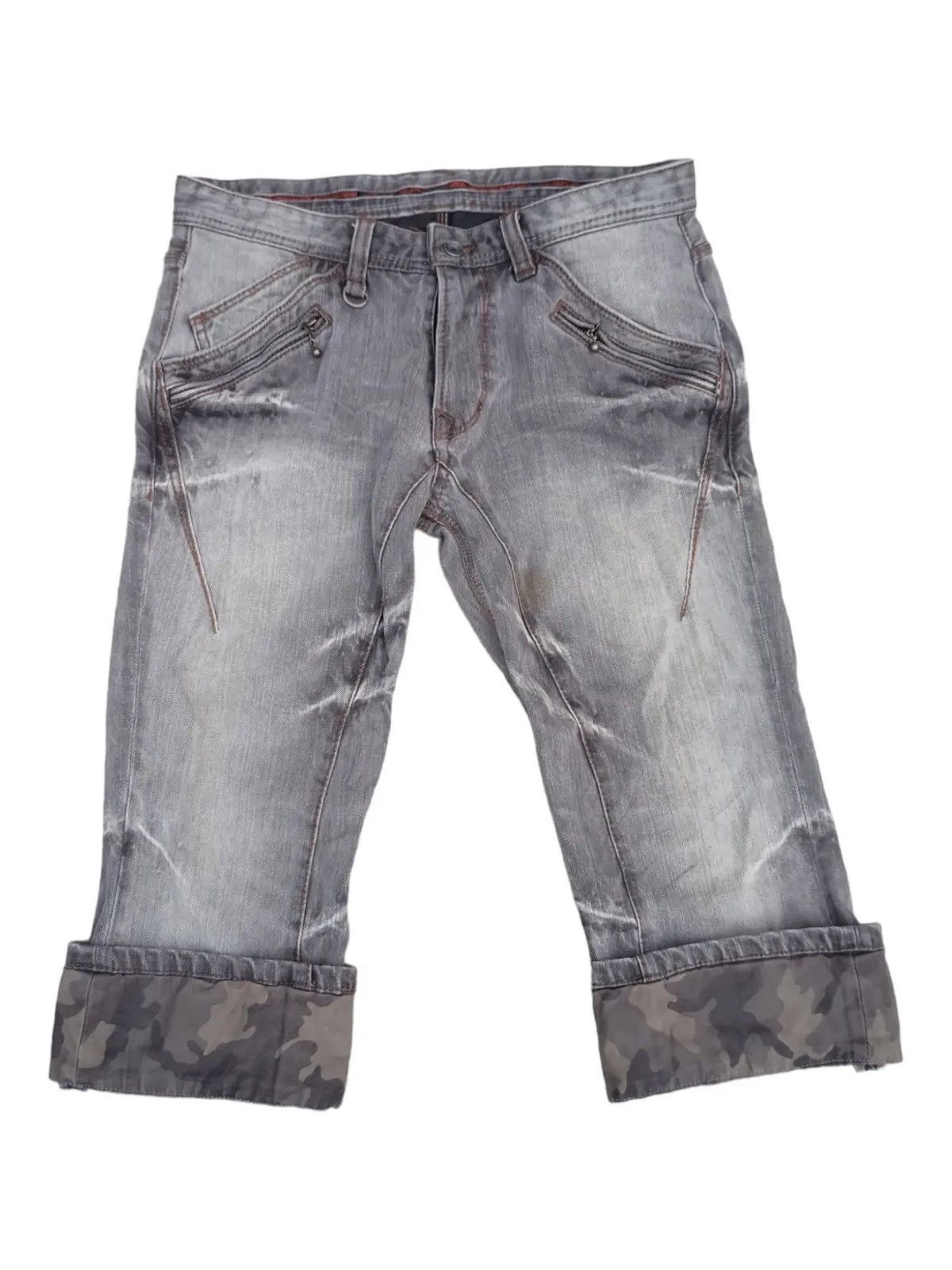 Nicole Club Nicole Club For Men Camo Cuff Zip Pocket Denim Shorts Size US 32 / EU 48 - 1 Thumbnail