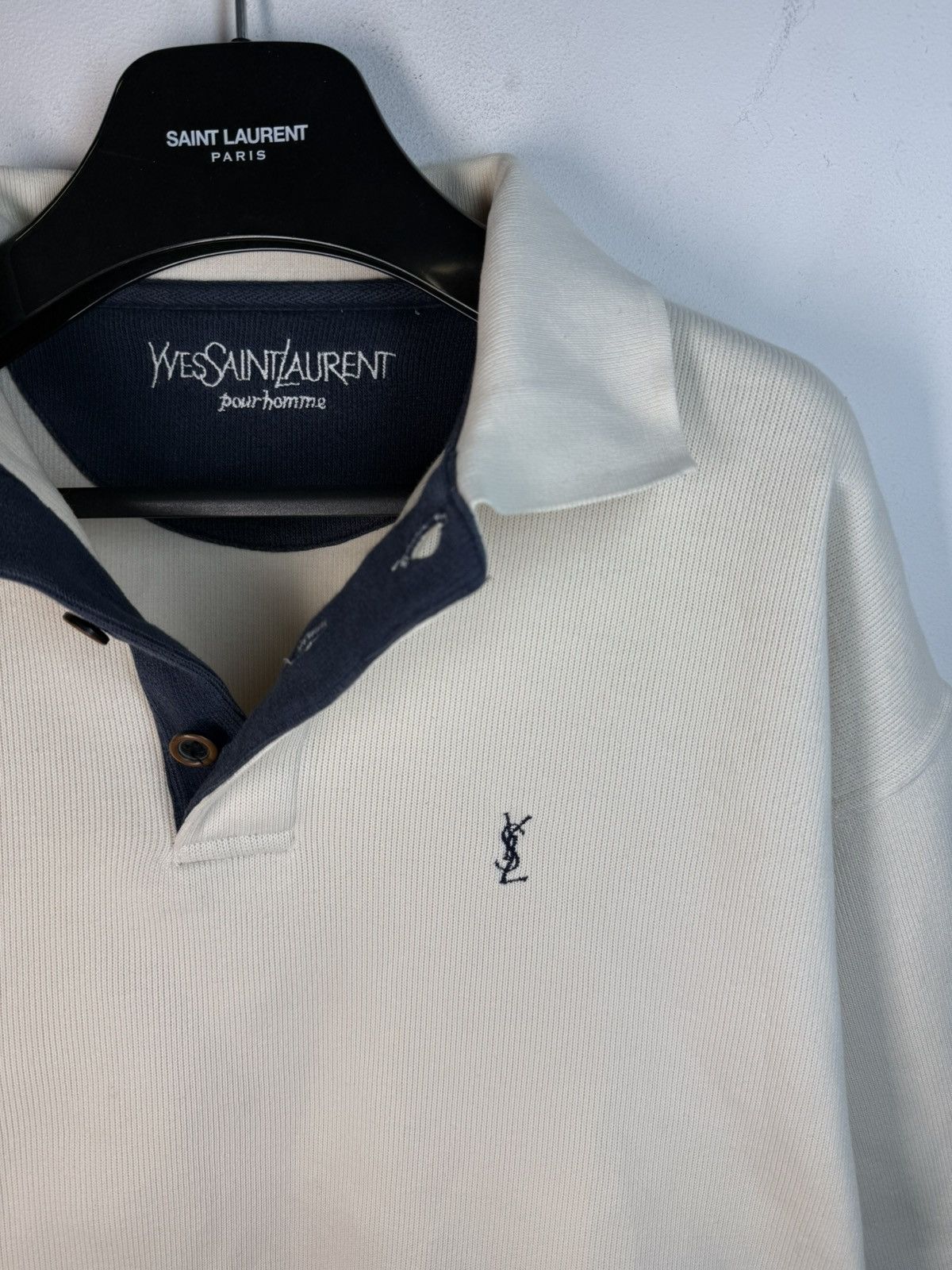 Yves Saint Laurent 90s YSL Sweatshirt White/Sweater Vintage Quarter Zip Up Size US XL / EU 56 / 4 - 1 Thumbnail