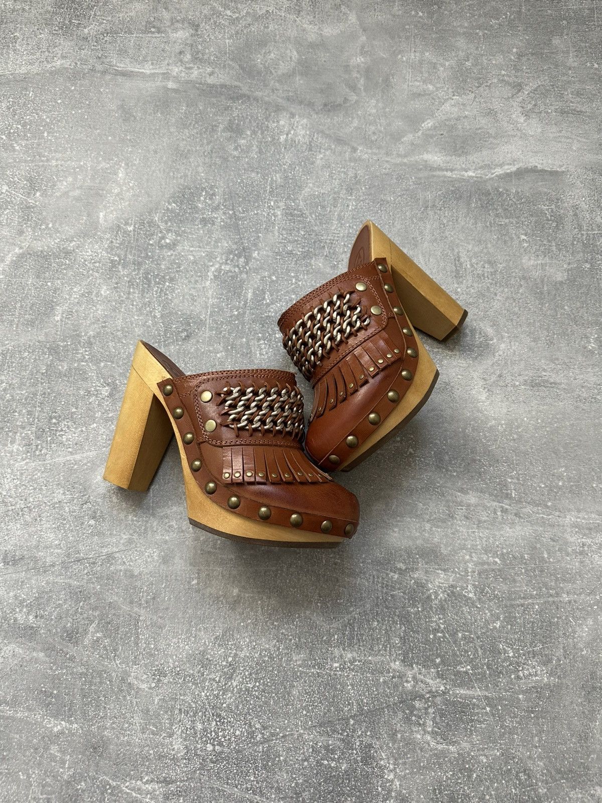 Leather mules & clogs Ash Brown Y2K style
