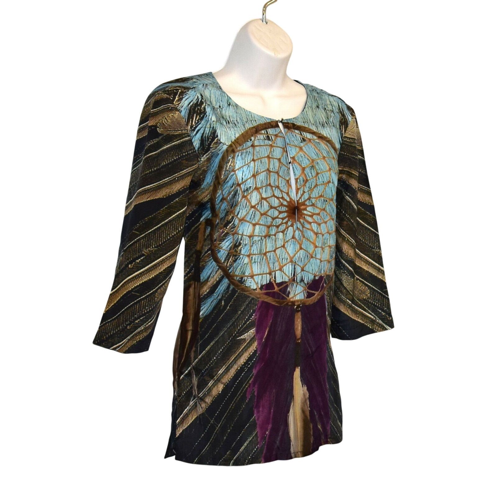 Figue NWT FIGUE 100% Silk Multicolor Iris Tunic Blouse Top Sz XXS Size XXS / US 00 / IT 34 - 2 Thumbnail