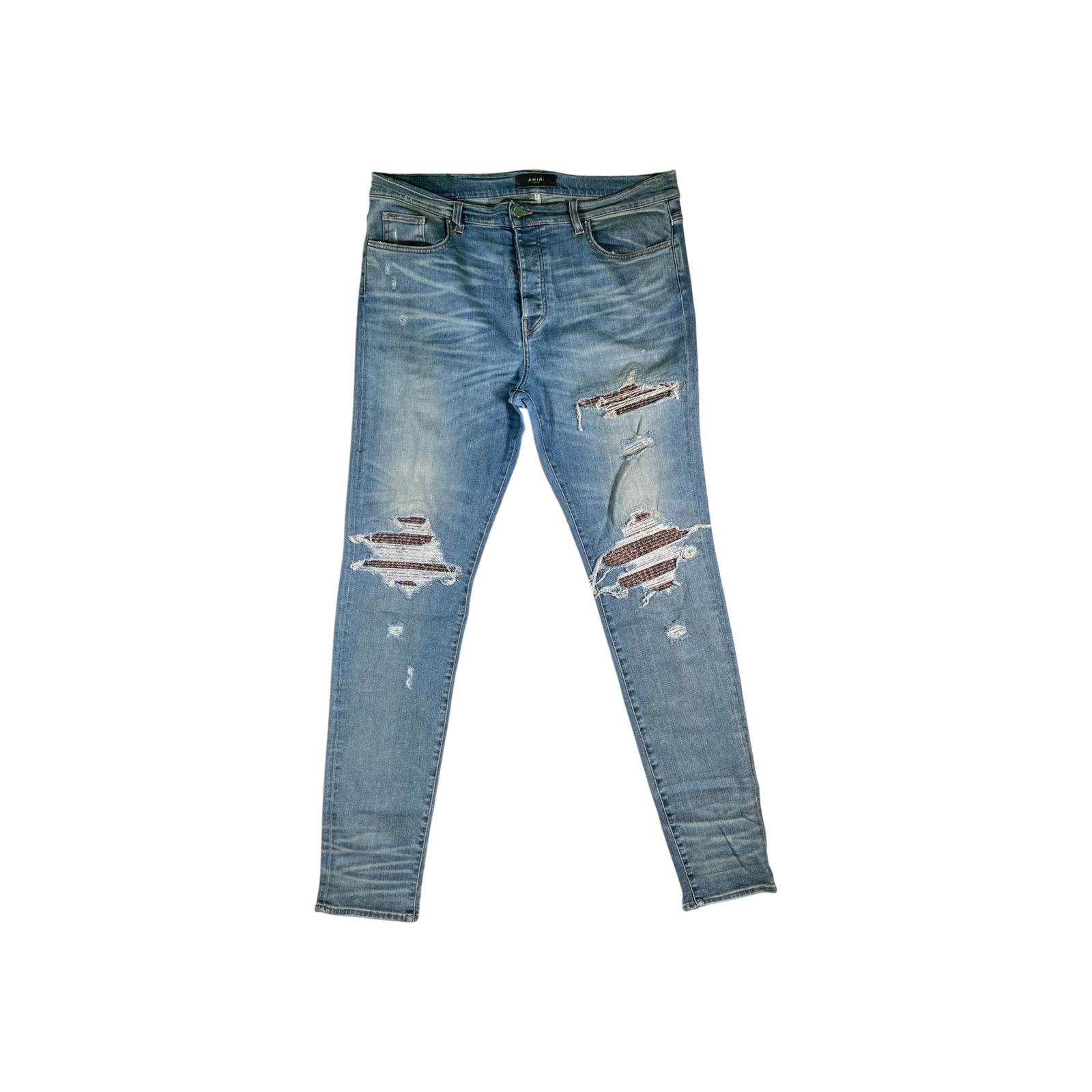 Amiri Amiri MX1 Clay Patch Light Wash & Black Jeans Size US 38 / EU 54 - 1 Thumbnail