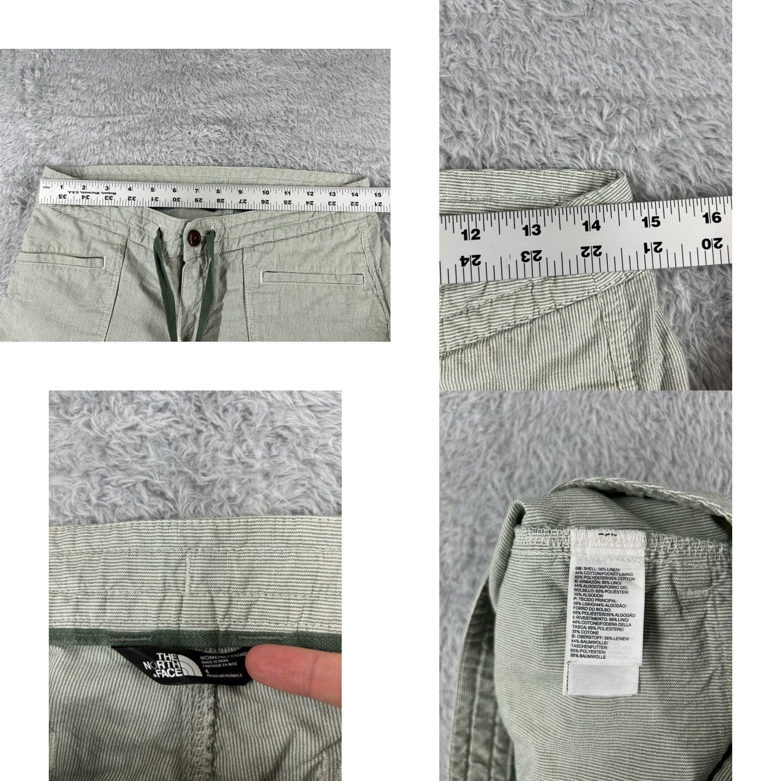 The North Face The North Face Shorts Women 4 Green White Stripe Linen Cotton Blend Pockets 29x5 Size 27" / US 4 / IT 40 - 8 Thumbnail