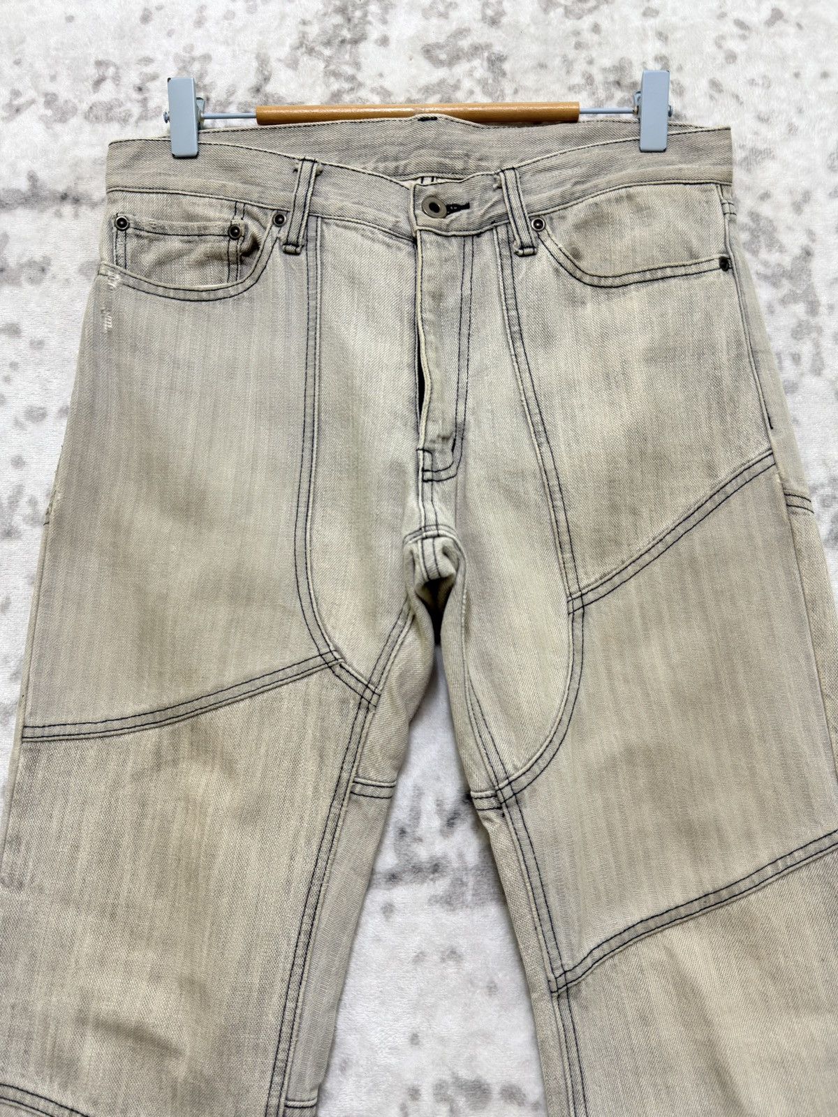 If Six Was Nine Flare Rupert Edge Distressed Reconstructed Panelled Jeans Size US 31 - 3 Thumbnail