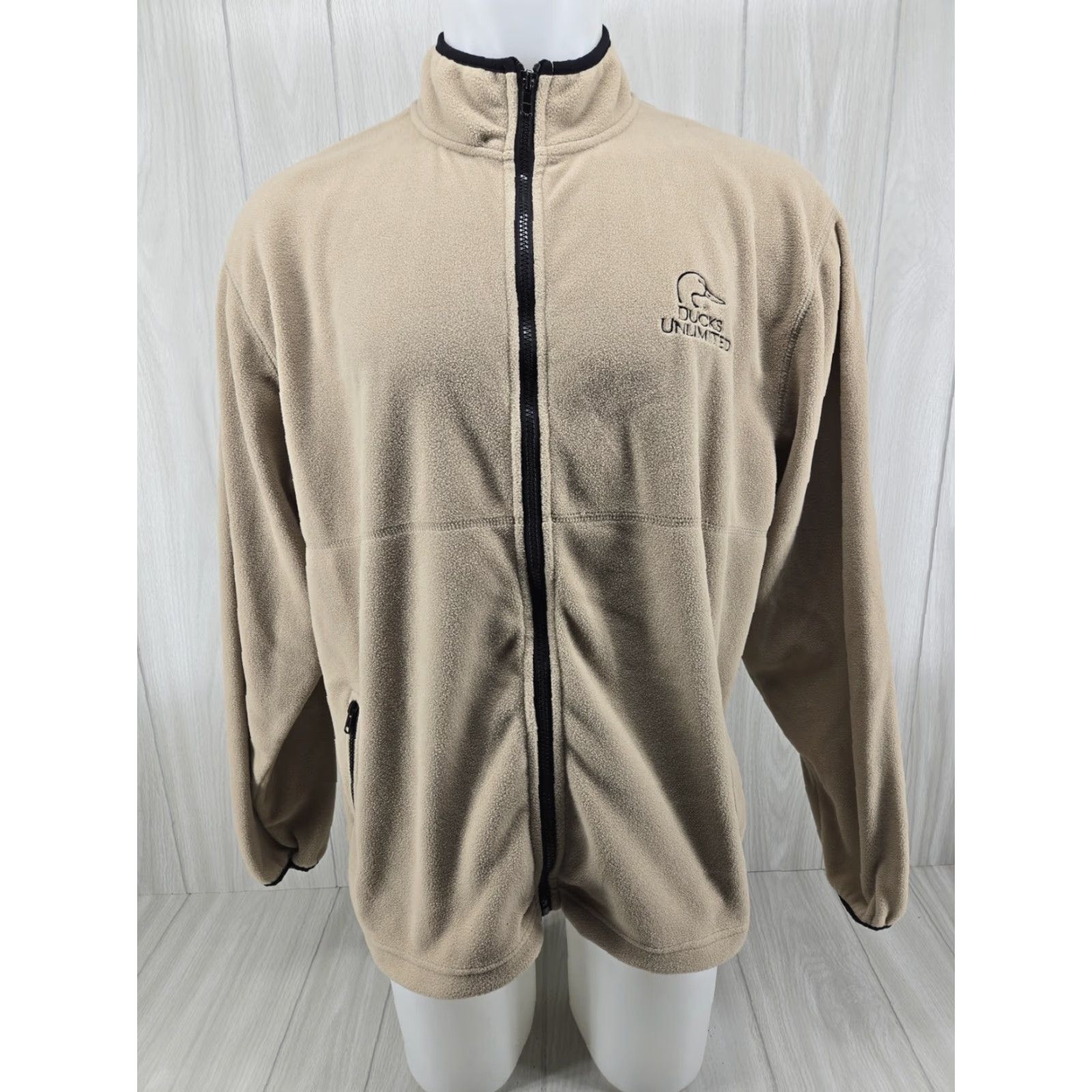 Logo 7 Ducks Unlimited Men's Fleece Jacket XL Full Zip Tan Hunting Embroidered Logo Size US XL / EU 56 / 4 - 2 Thumbnail