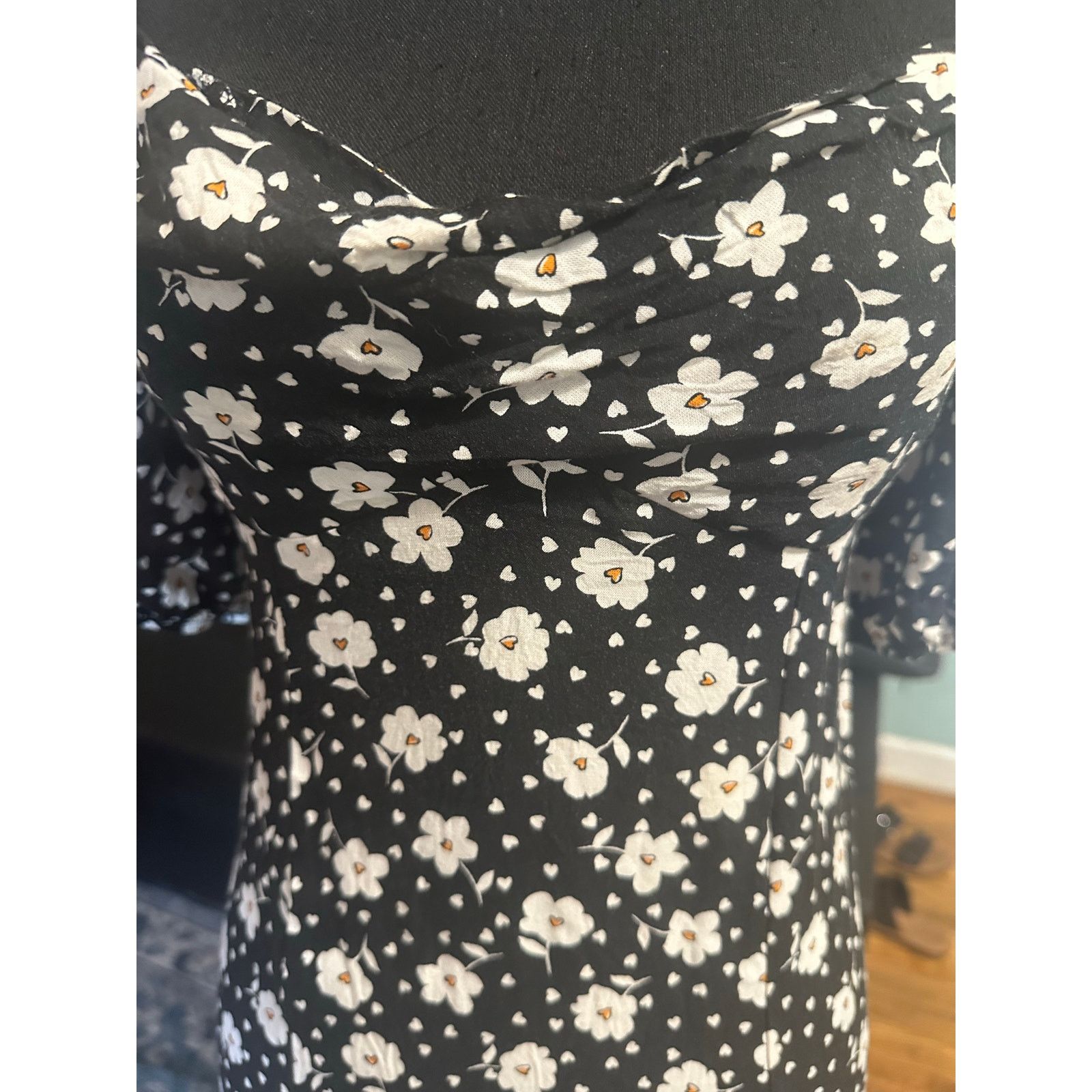 Asos ASOS Design Puff Sleeve Midi Split Dress Floral Print Size M / US 6-8 / IT 42-44 - 11 Thumbnail