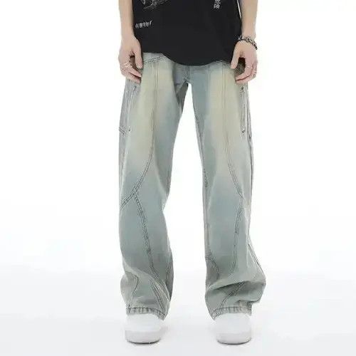 Jean Topstitched Seam Baggy Flared Jeans Men y2k Size US 32 / EU 48 - 1 Thumbnail