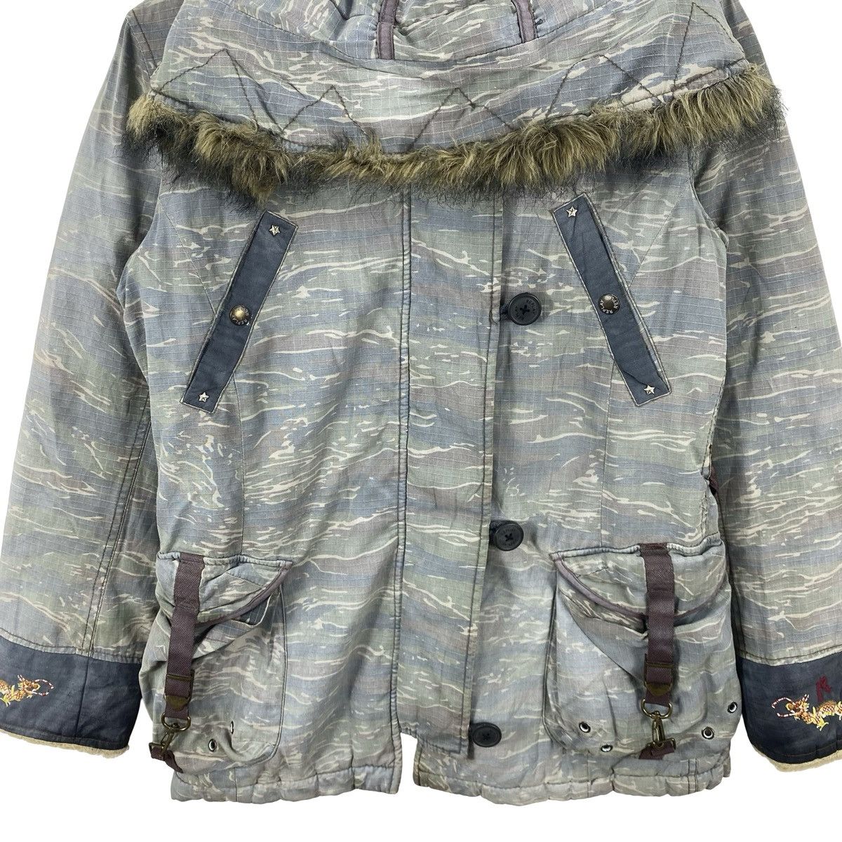 Replay Vintage REPLAY TIGER CAMO Fur Hooded Parka Jacket Utility Size US S / EU 44-46 / 1 - 6 Thumbnail