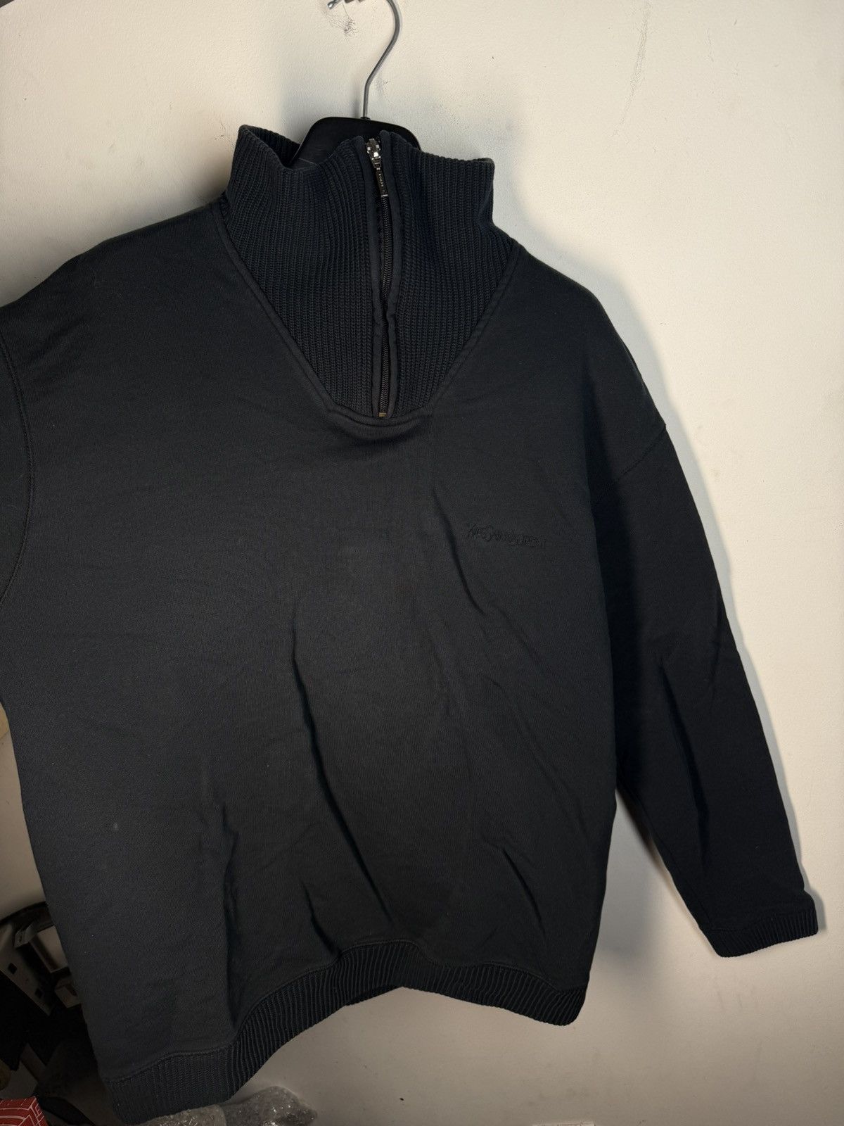 Yves Saint Laurent 90s YSL Sweatshirt 1/4 Quarter Zip Navy Sweater Vintage Size US XL / EU 56 / 4 - 11 Thumbnail