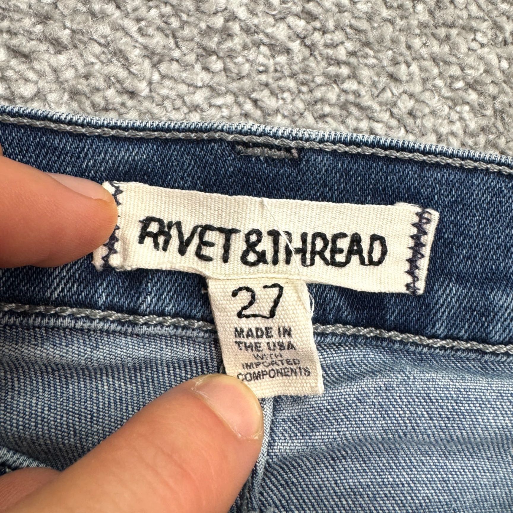Vintage Rivet & Thread Slim Straight Jeans Womens 27 Blue High Rise Stretch 28x27 City Streetwear Size 27" / US 4 / IT 40 - 6 Thumbnail