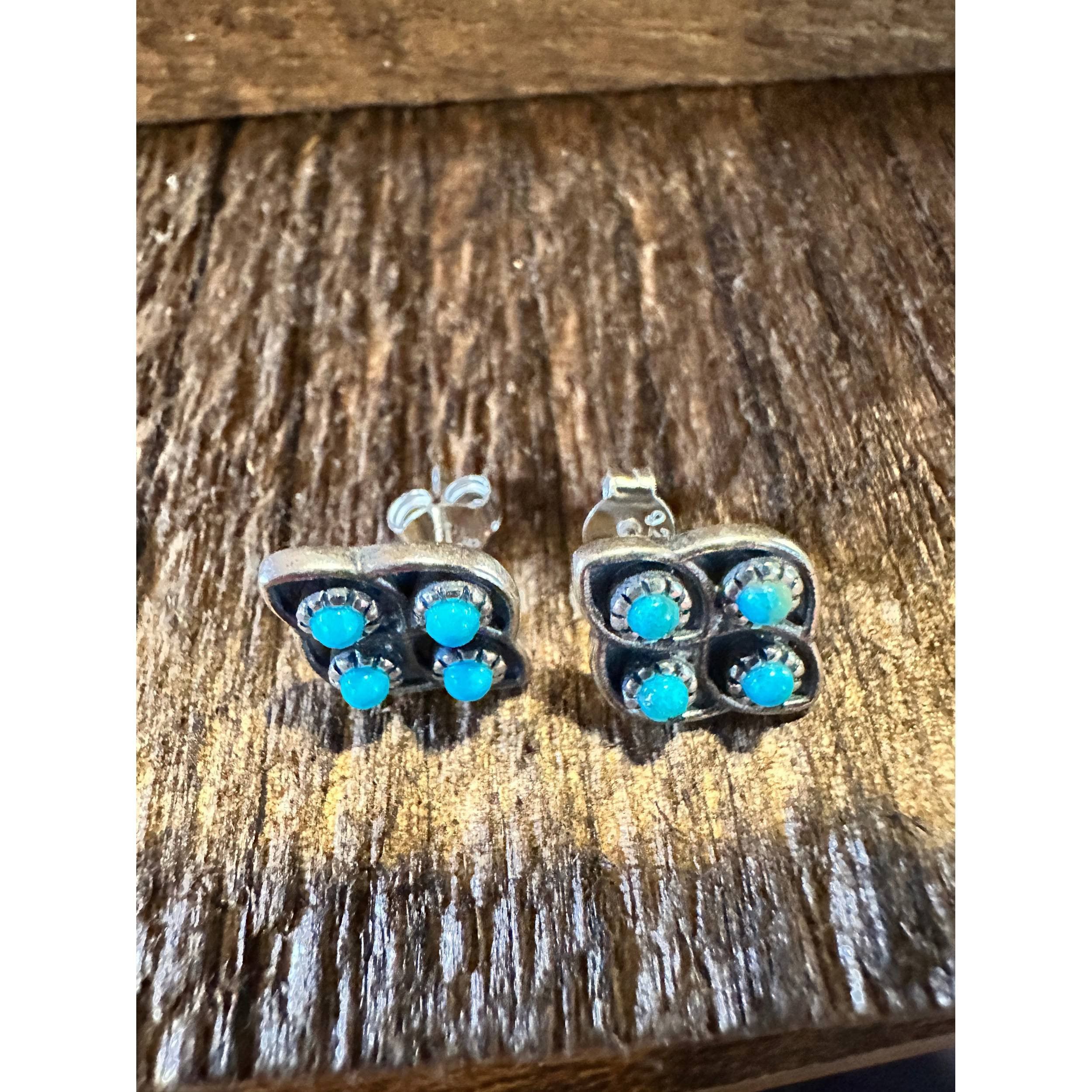 Other Navajo Lucia Turquoise Sterling Silver Stud Earrings - Handc Size ONE SIZE - 2 Thumbnail
