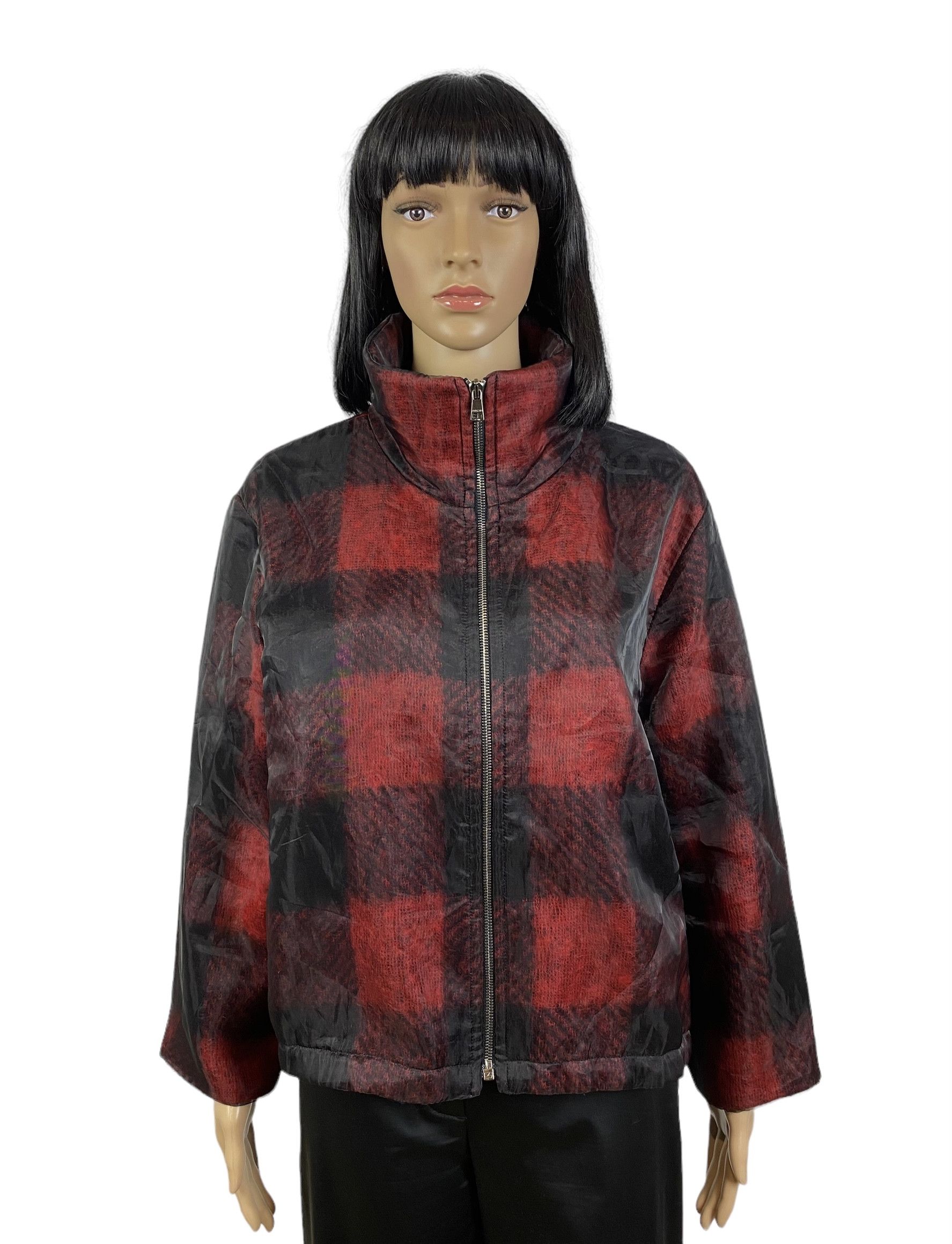 image of Marc Cain Checkered Jacket Wool-Mohair Outside Mesh Size 4, Women's