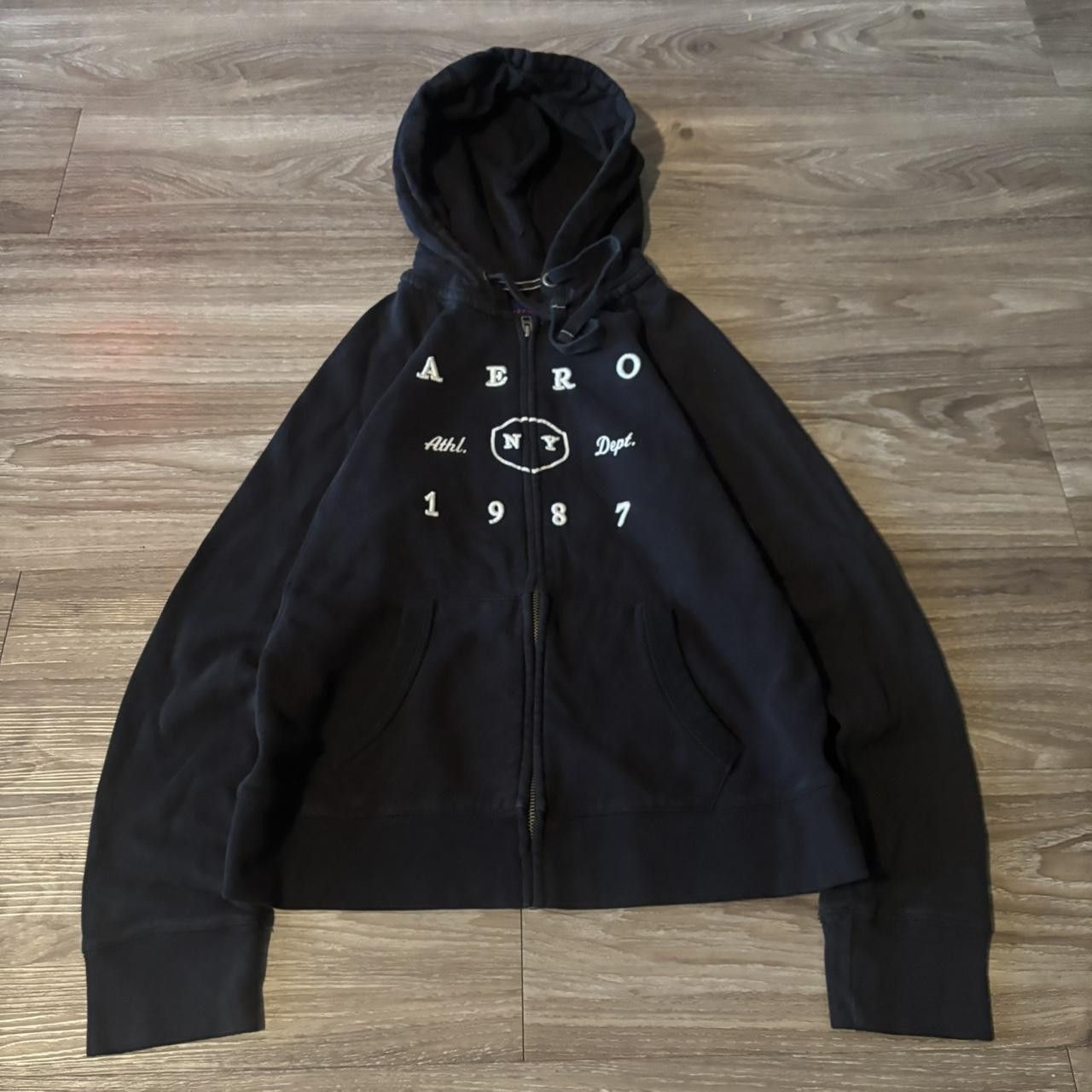 Aeropostale Crazy Vintage Y2K/2000s Cute Black Aeropostale Zip Up Hoodie! Size M Size M / US 6-8 / IT 42-44 - 1 Thumbnail