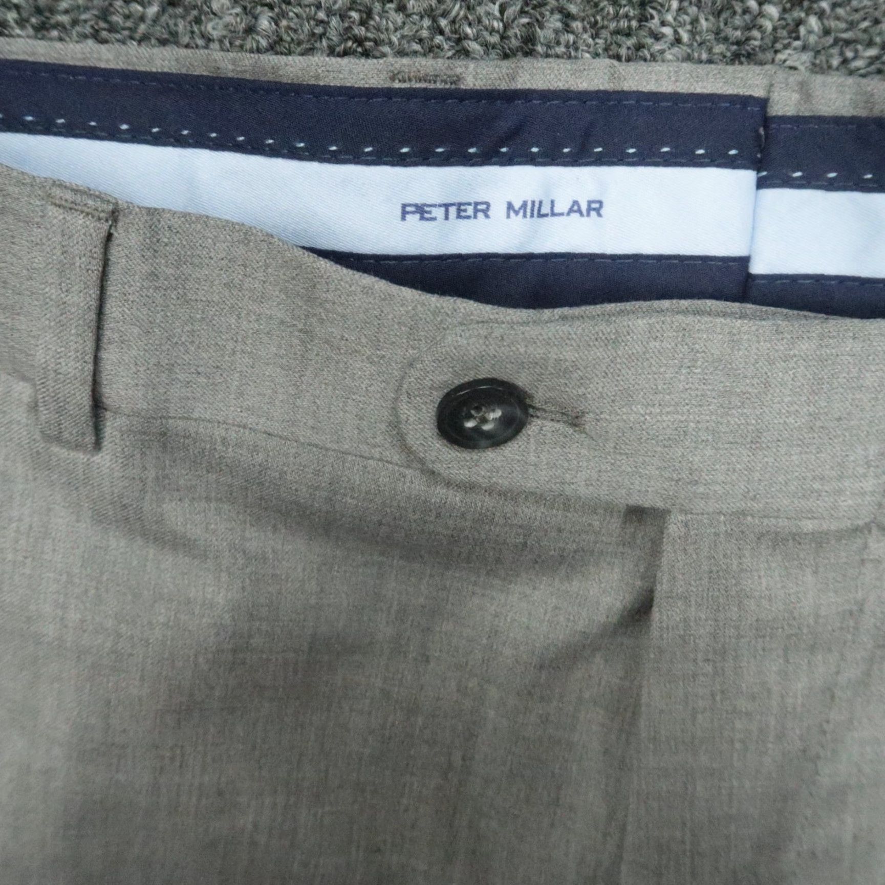 Peter Millar Peter Millar Pants Men 40x30 Gray Wool Chino Trousers Flat Front Casual Business 40 In Belt Loops Slashing Pockets Stretch Mens Size US 40 / EU 56 - 3 Thumbnail