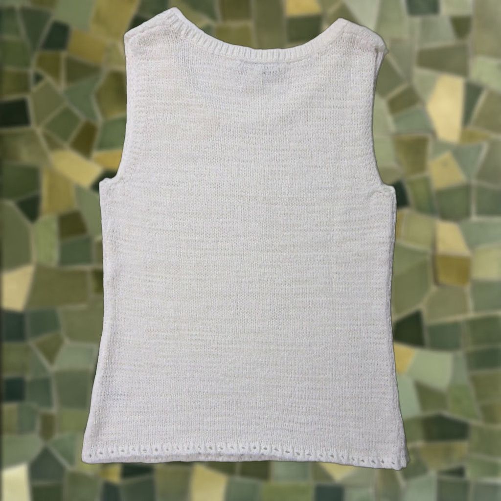 Coldwater Creek Coldwater Creek Nylon Stretch White Knit Round Neck Sleeveless Tank Sweater XS Assets: 80s 90s White Size XS / US 0-2 / IT 36-38 - 1 Thumbnail