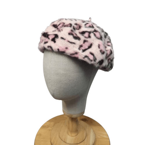 Beauty Beast 🌸 Japanese brand chubby momona leopard fur beret hat Size ONE SIZE - 1 Thumbnail