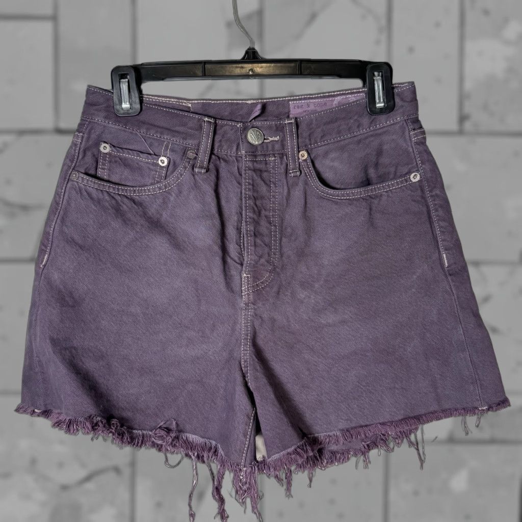 Rag & Bone RAG & BONE Purple Organic Cotton Casual Cut Off Shorts Womens Size 26 Size 26" / US 2 / IT 38 - 1 Thumbnail