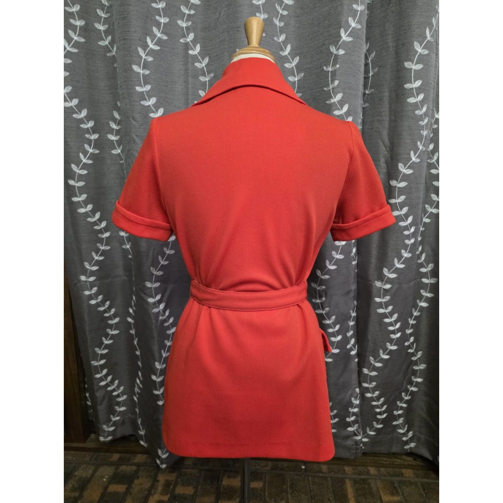 GRAFF VINTAGE Graff Californiawear Belted Blouse Button Front Orange Womens Medium Shirt Size M / US 6-8 / IT 42-44 - 3 Thumbnail