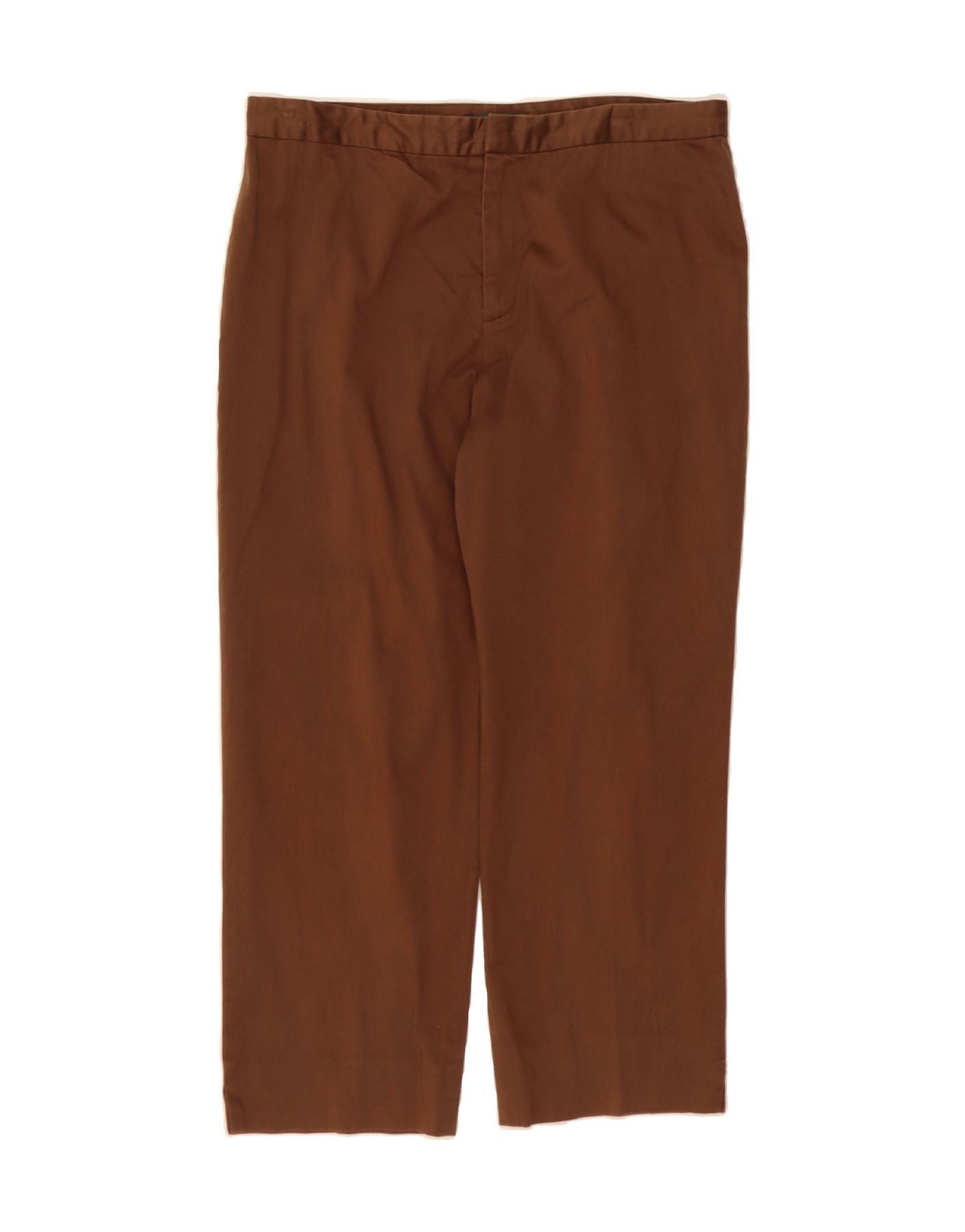 Ralph Lauren Womens Straight Cropped Trousers US 12 Large W34 L25 Brown Size 30" / US 8 / IT 44 - 1 Thumbnail