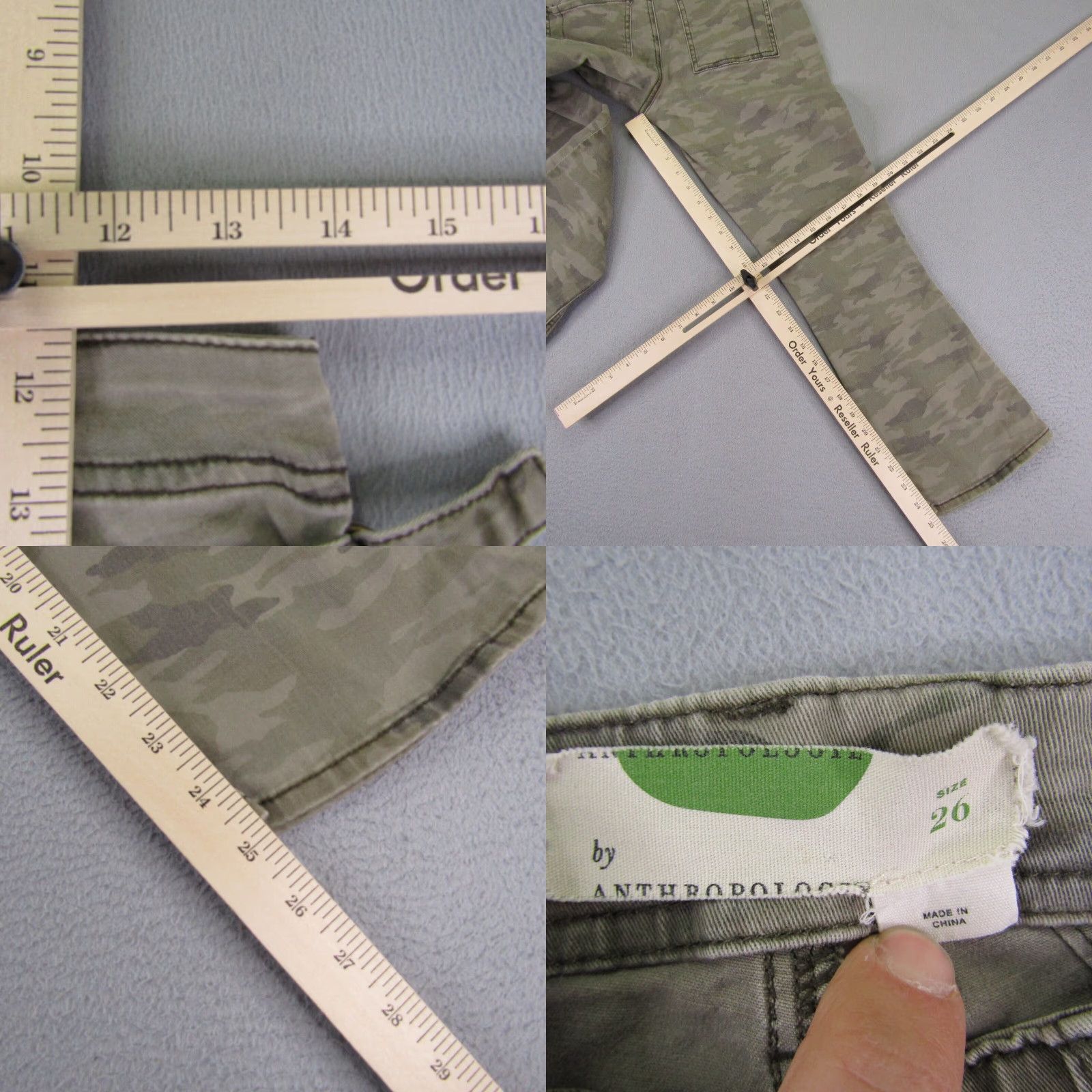 Anthropologie VINTAGE Anthropologie Women's Pants Flared Chino 26 Blue Camouflage Casual Outdoor 90s Army Style Size 26" / US 2 / IT 38 - 8 Thumbnail