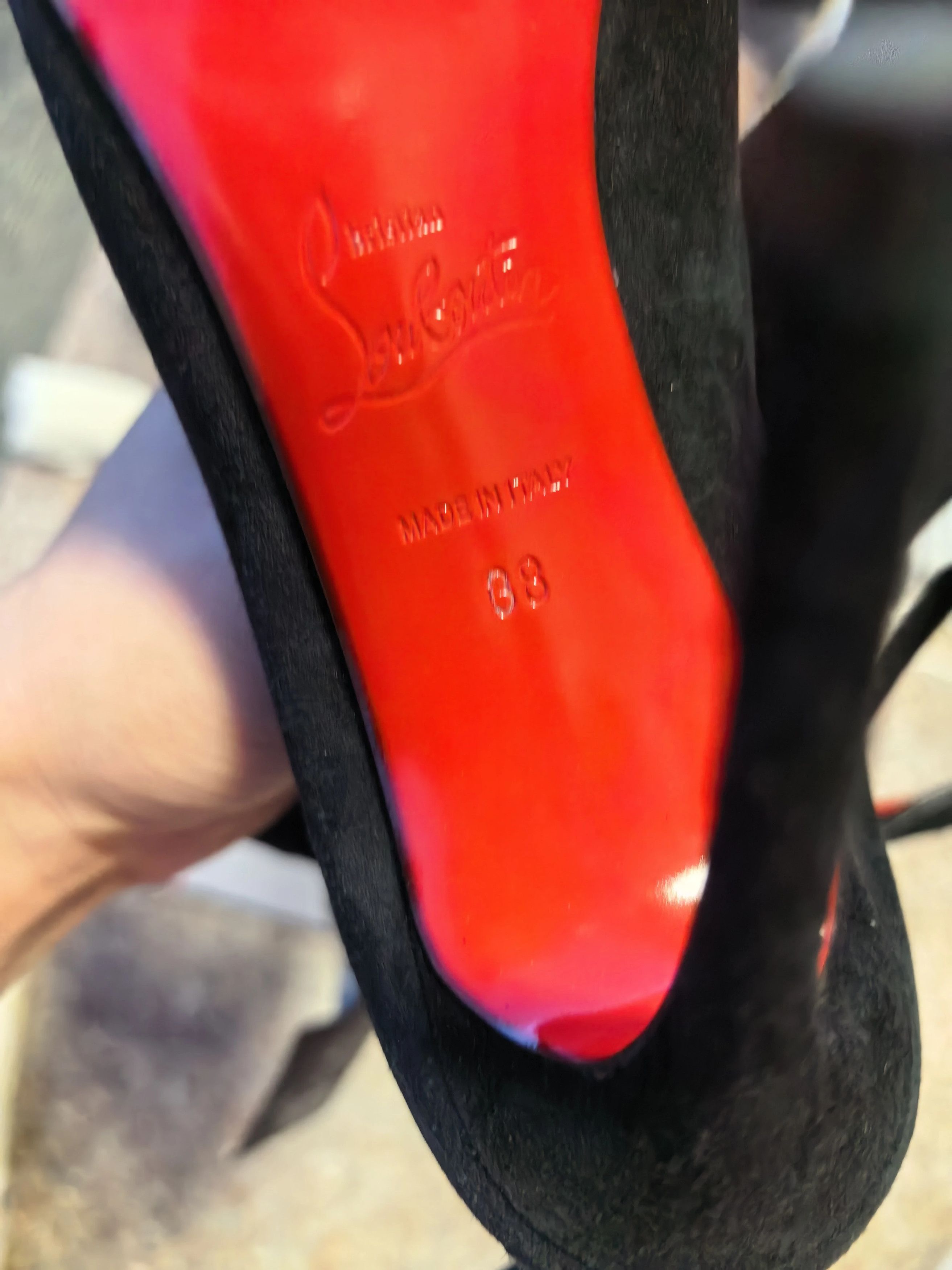 Christian Louboutin CL Black Suede Red Sole Pump 38 New Size US 7.5 / IT 37.5 - 6 Thumbnail