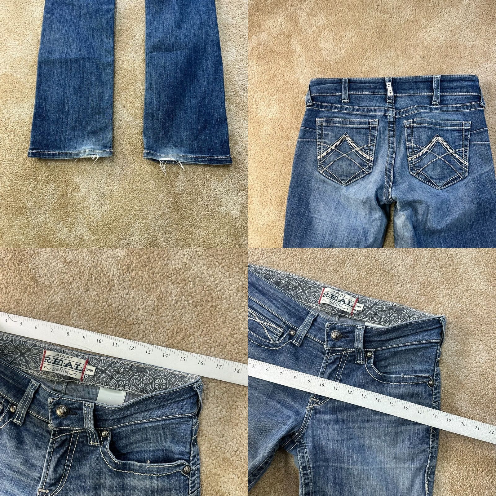 Ariat Ariat REAL denim Mid Bootcut Jeans Womens 29 Blue Stretch Denim Western cowboy Bootscut 5-Pocket Women Regular Size 29" - 8 Thumbnail