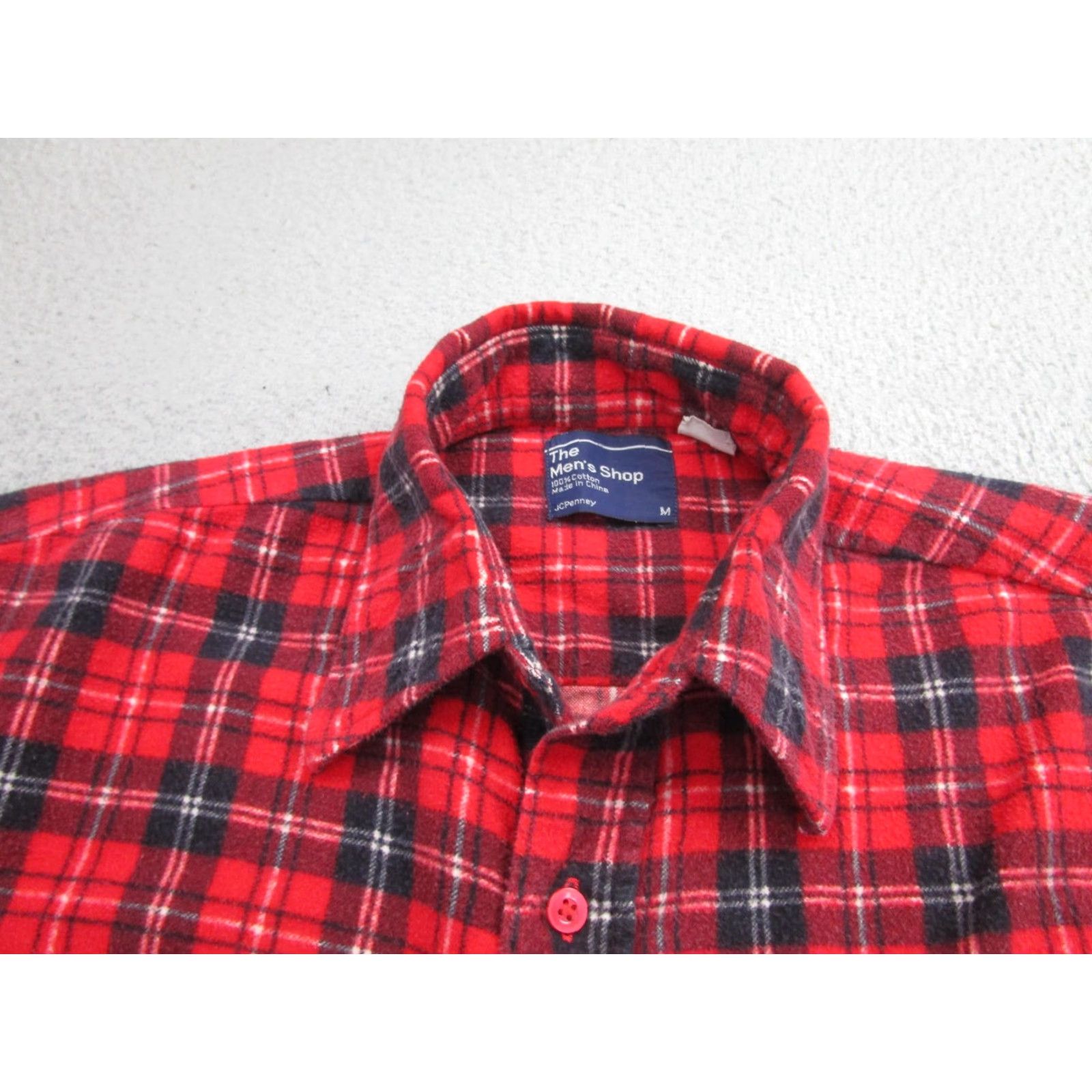JCPenney The Men's Shop Shirt Mens Medium Red Black Plaid Flannel Button Up Long Sleeve Size US M / EU 48-50 / 2 - 3 Thumbnail