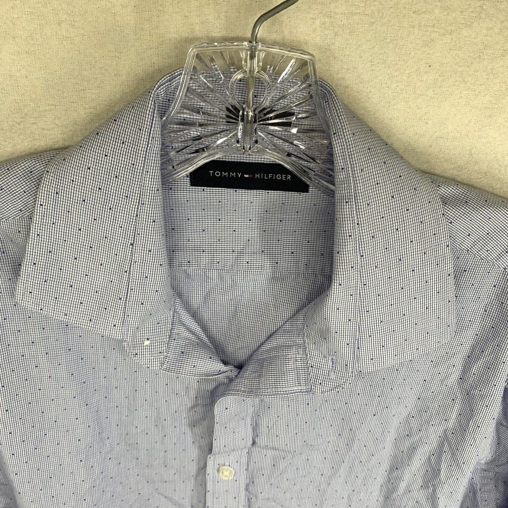 Tommy Hilfiger VINTAGE Tommy Hilfiger Men's Shirt Long Sleeve Slim Fit Spotted Cotton Poplin 90s Designer Classic Mens Size US M / EU 48-50 / 2 - 4 Thumbnail