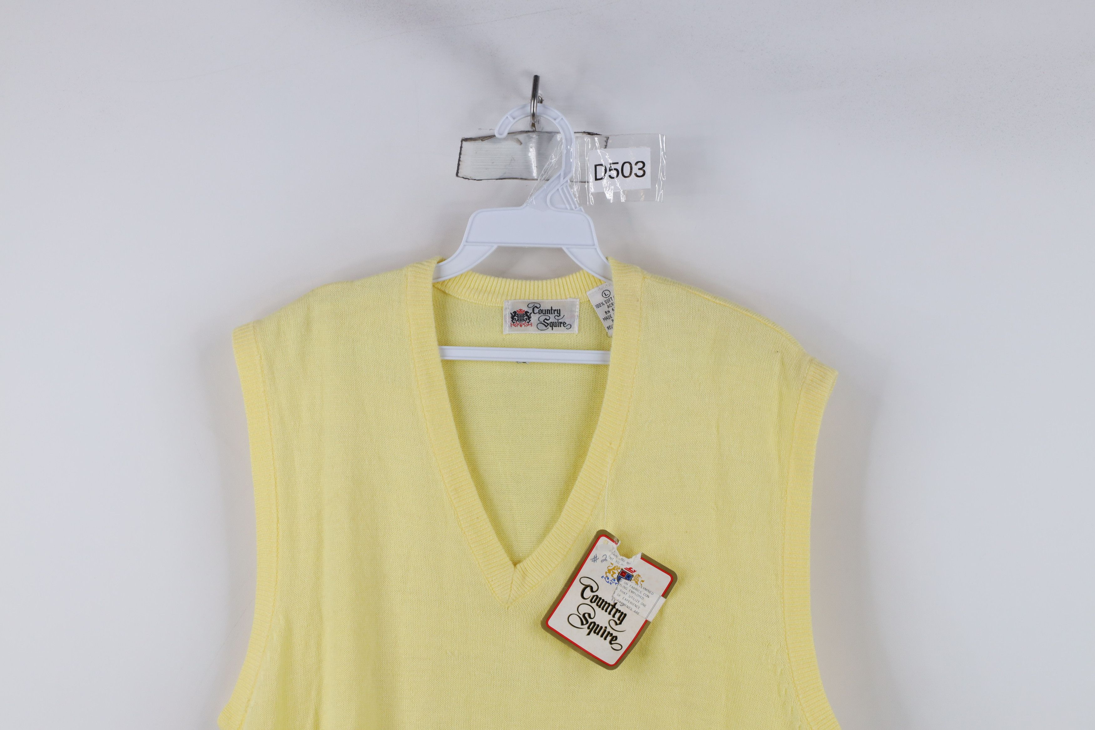 Vintage Deadstock Vintage 70s Streetwear Knit Sweater Vest Yellow Size L / US 10 / IT 46 - 2 Thumbnail