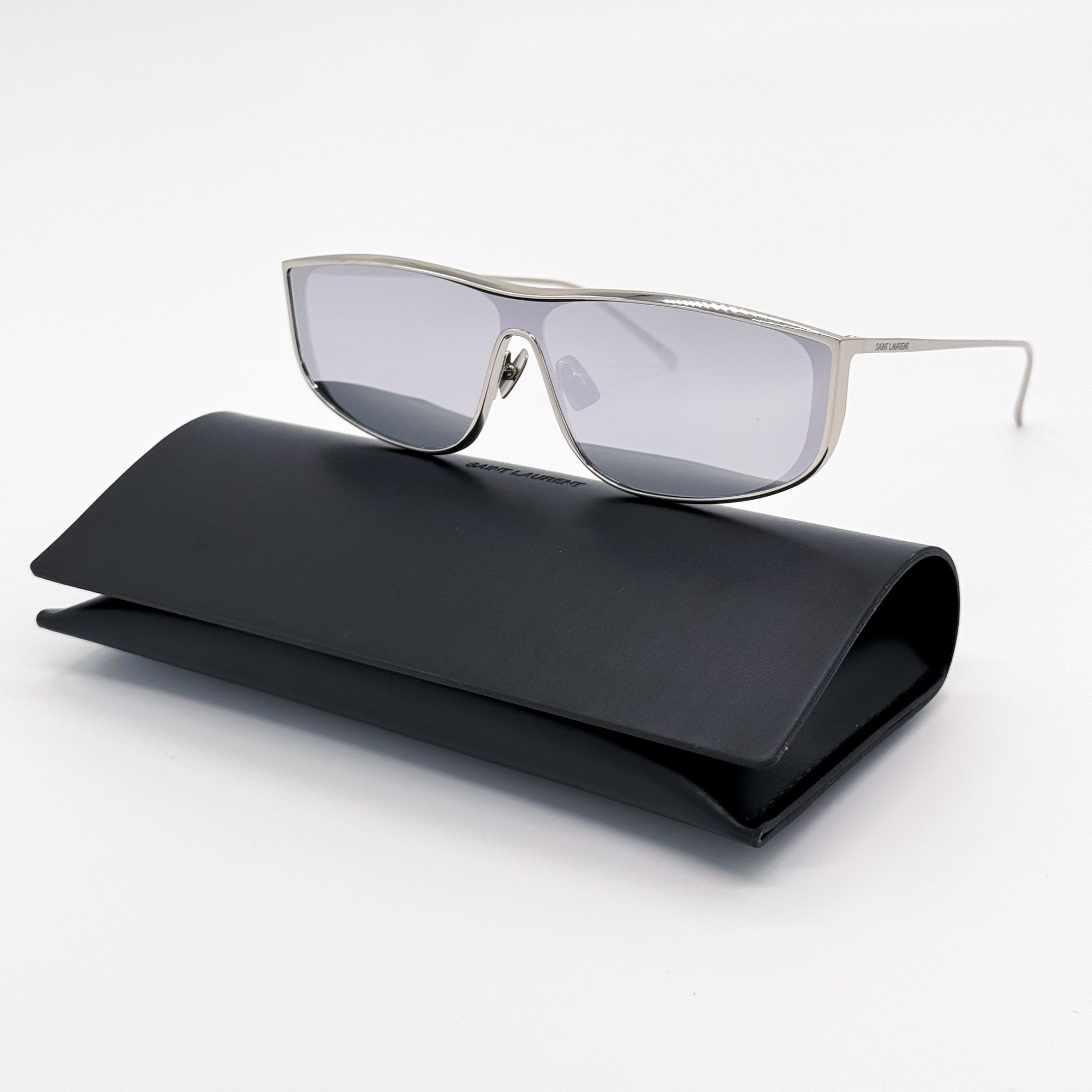 Saint Laurent Paris NEW SAINT LAURENT SL605 LUNA 003 SHIELD METAL SILVER SUNGLAS Size ONE SIZE - 2 Thumbnail