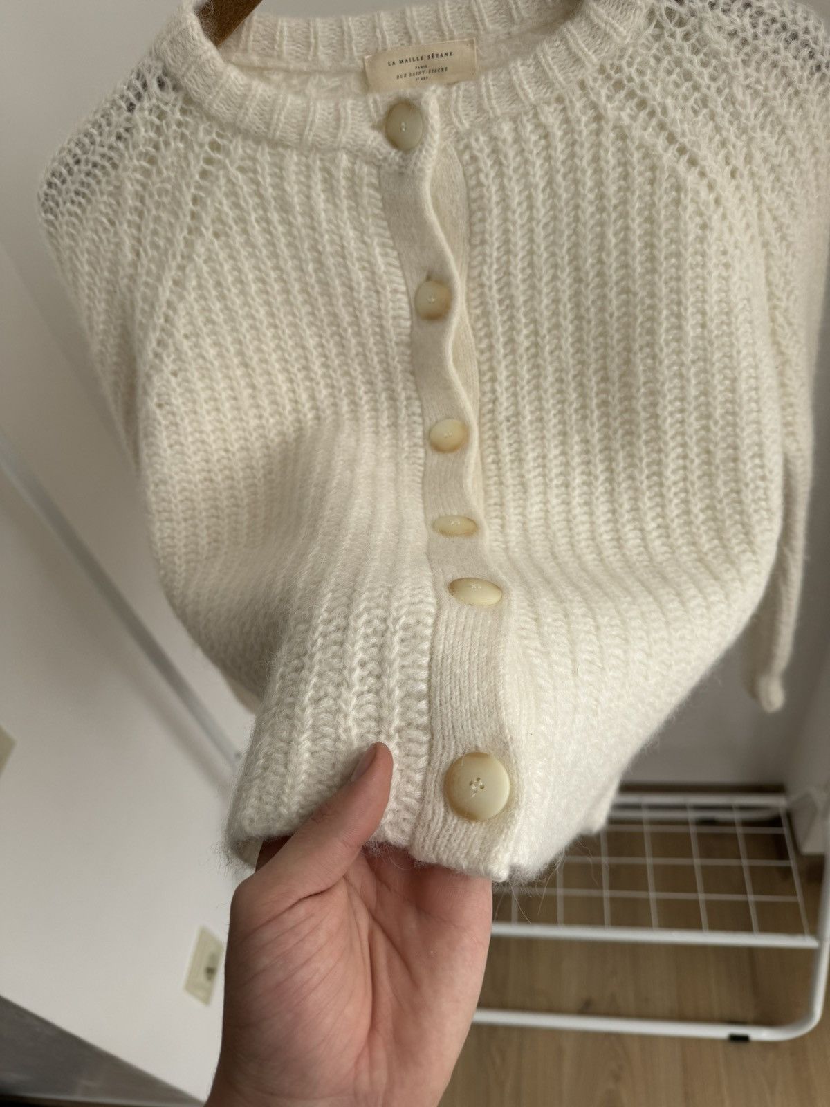 Sezane La Maille Sezane Wool Mohair Knitted Button Up Sweater Size S / US 4 / IT 40 - 9 Thumbnail