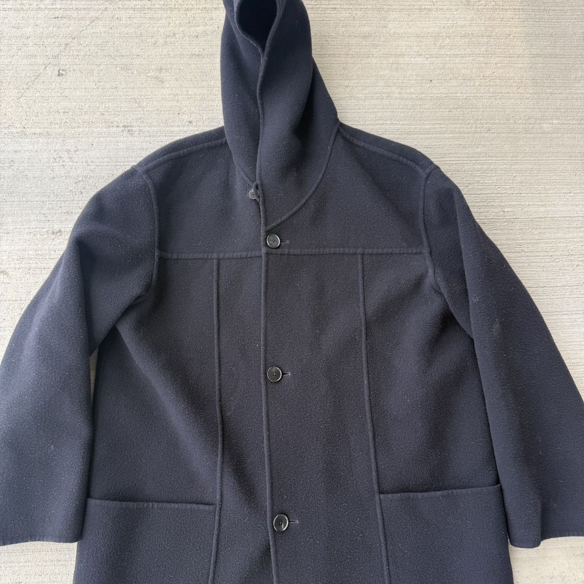 Auralee AURALEE Velour Brushed Wool Melton Hand Sewn Hooded Coat Size US M / EU 48-50 / 2 - 2 Thumbnail