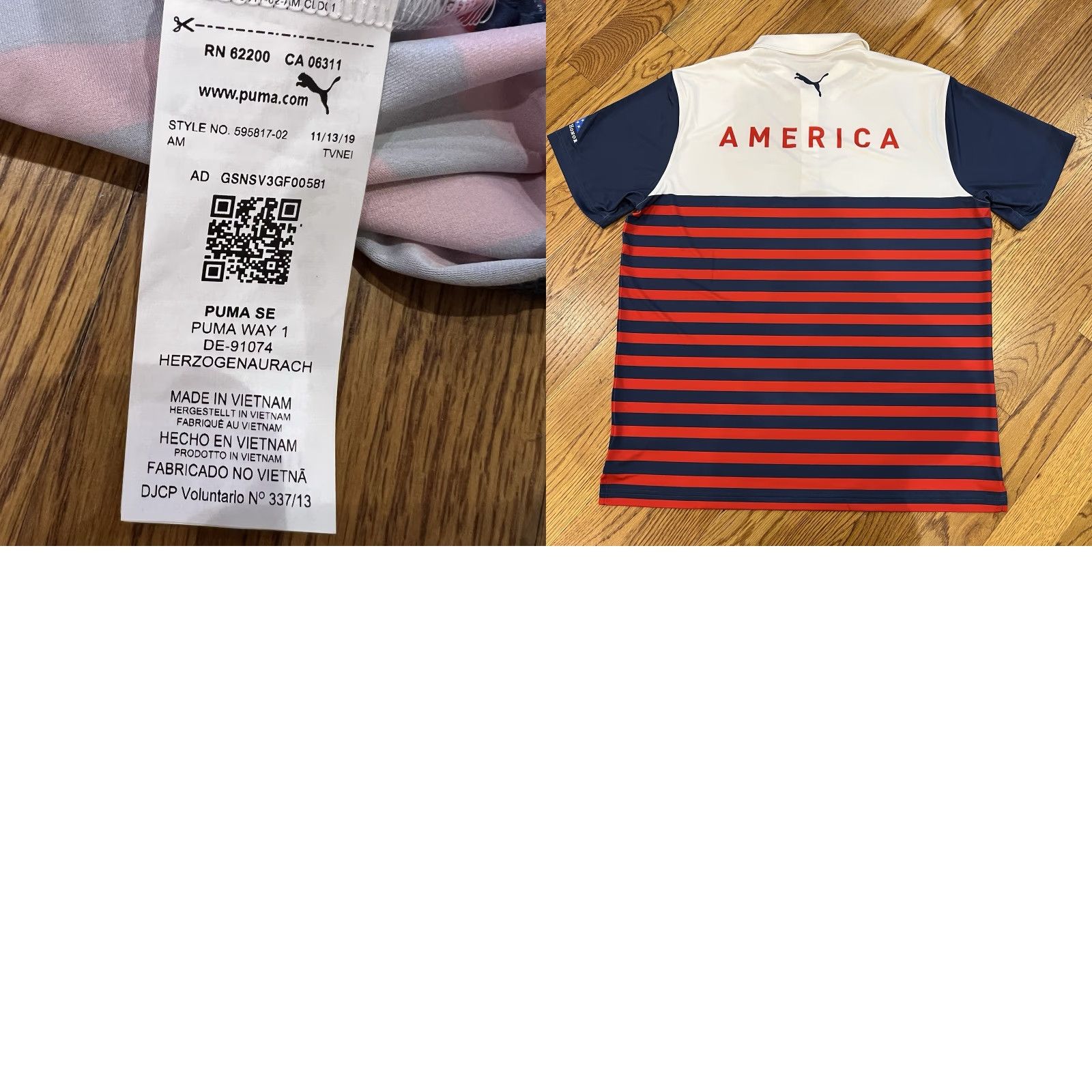 Puma Puma Volition America Polo Shirt Mens XL Blue Red USA Logo Golf Moisture Wicking Quick Dry Size US XL / EU 56 / 4 - 8 Thumbnail
