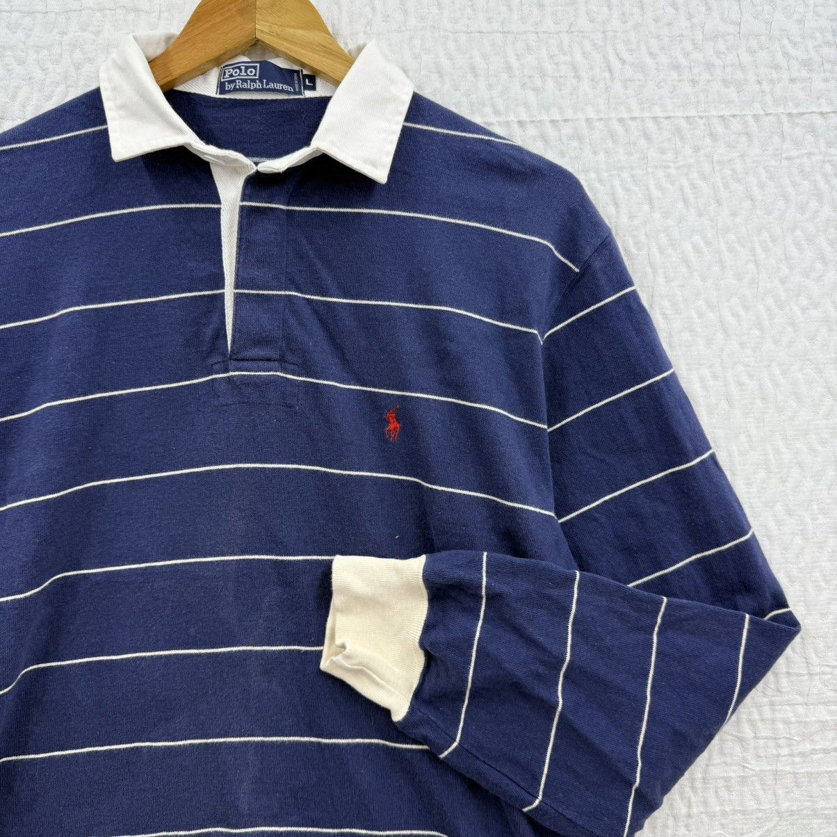 Polo Ralph Lauren Polo by Ralph Lauren white blue stripes Size US L / EU 52-54 / 3 - 3 Thumbnail