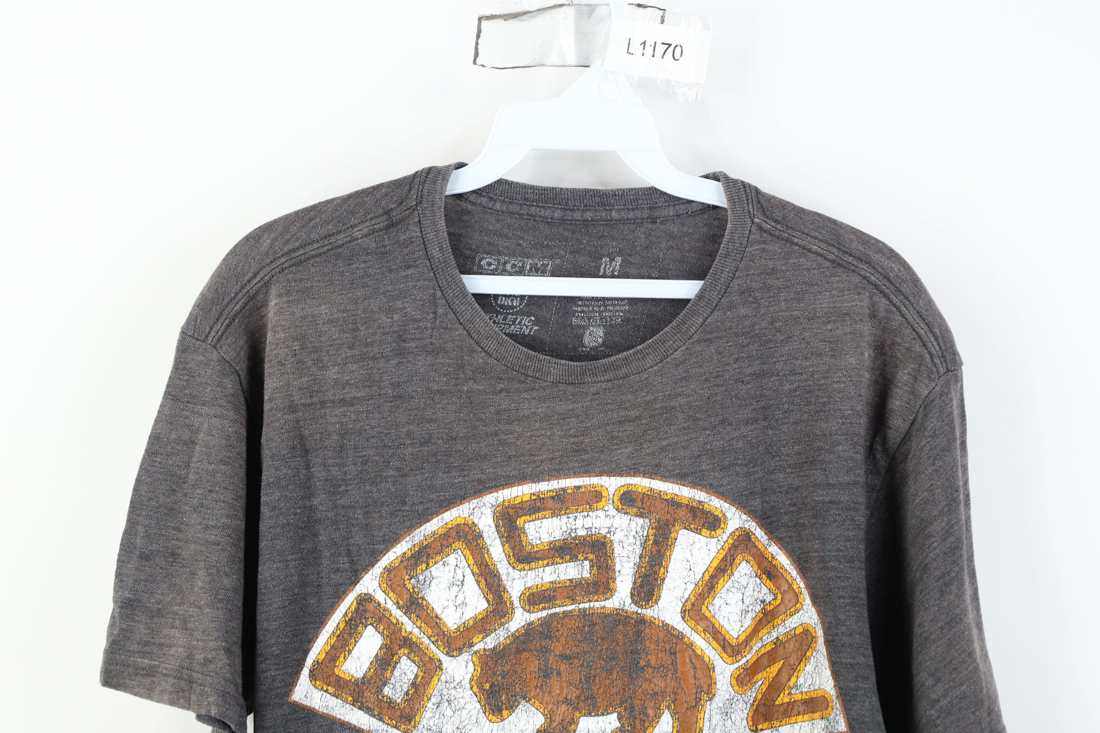 Vintage Retro CCM Spell Out Boston Bruins Hockey Jersey Knit T-Shirt Size US M / EU 48-50 / 2 - 2 Thumbnail