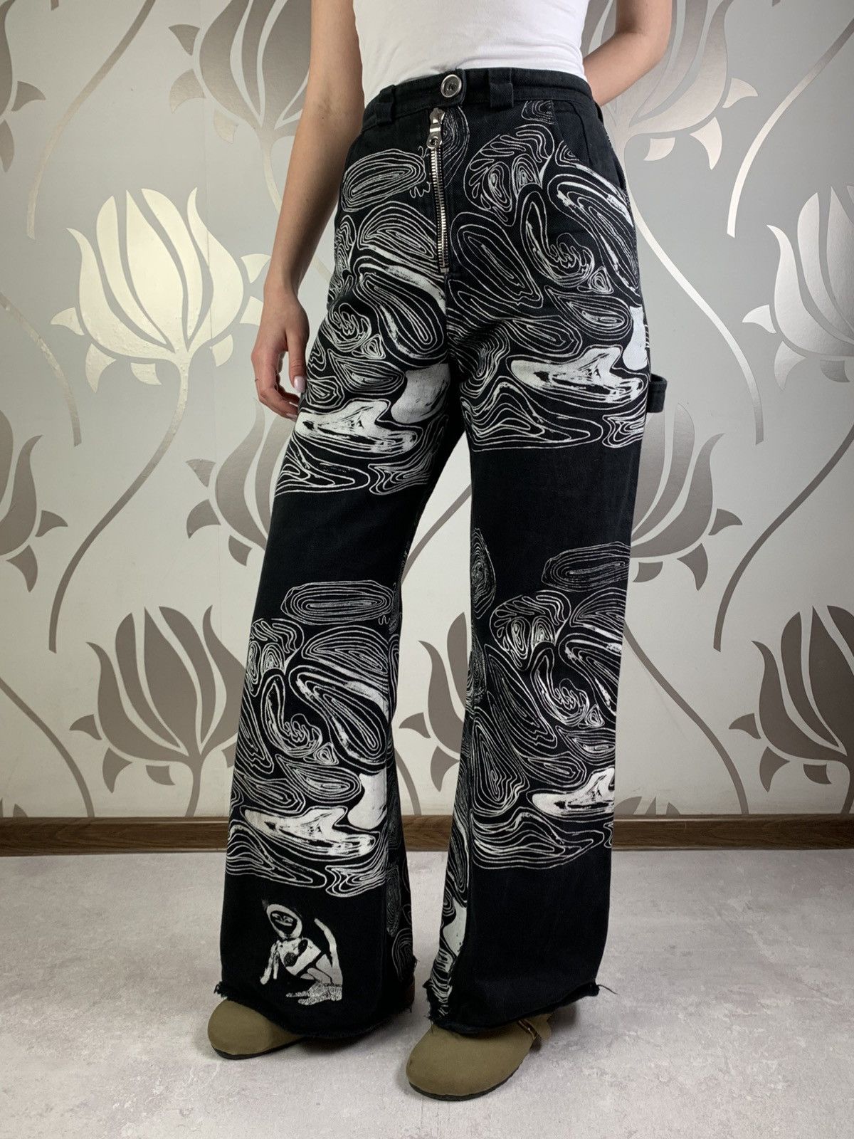Drain Gang Archive Claire Barrow Flared Jeans Size 27" / US 4 / IT 40 - 2 Thumbnail