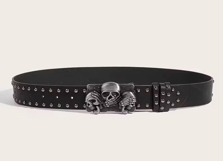 Japanese Brand Skull Buckle PU Leather Belt Size ONE SIZE - 4 Thumbnail